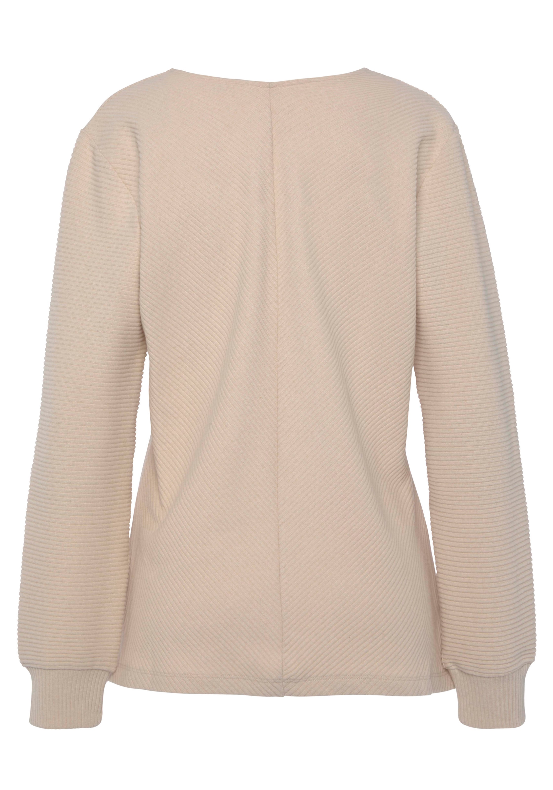 s.Oliver Sweatshirt, Langarmshirt mit V-Ausschnitt und weiche Rippbündchen, Loungewear