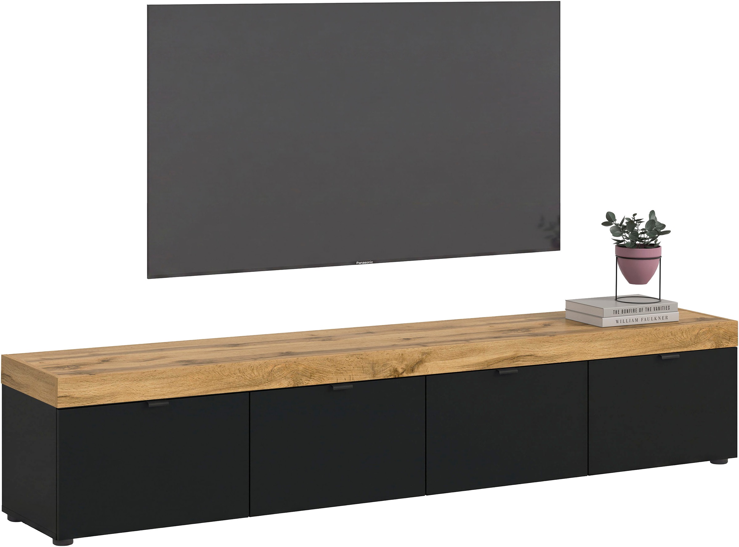 Image of GOODproduct Lowboard "MAMBO II, Breite 200 cm, 4 Klappen, 4 Fächer" 1 Stk. tlg. Lowboard, TV Unterschrank, TV-Schrank, Wohnzimmer