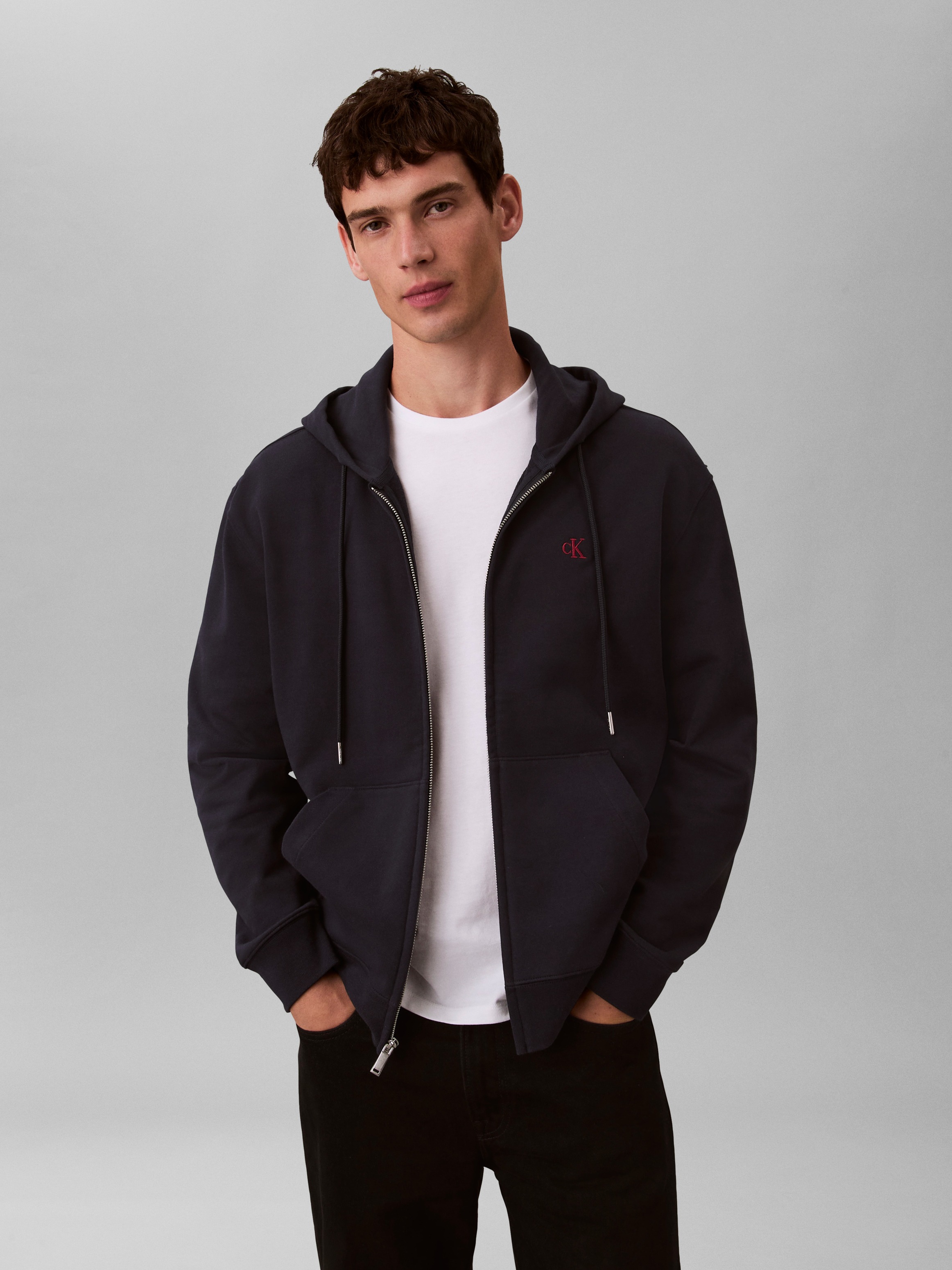 Image of Calvin Klein Jeans Kapuzensweatshirt "LS EU 350TERRY MONOGRAM FZ HOODI", Mit Rundhalsausschnitt, regular fit