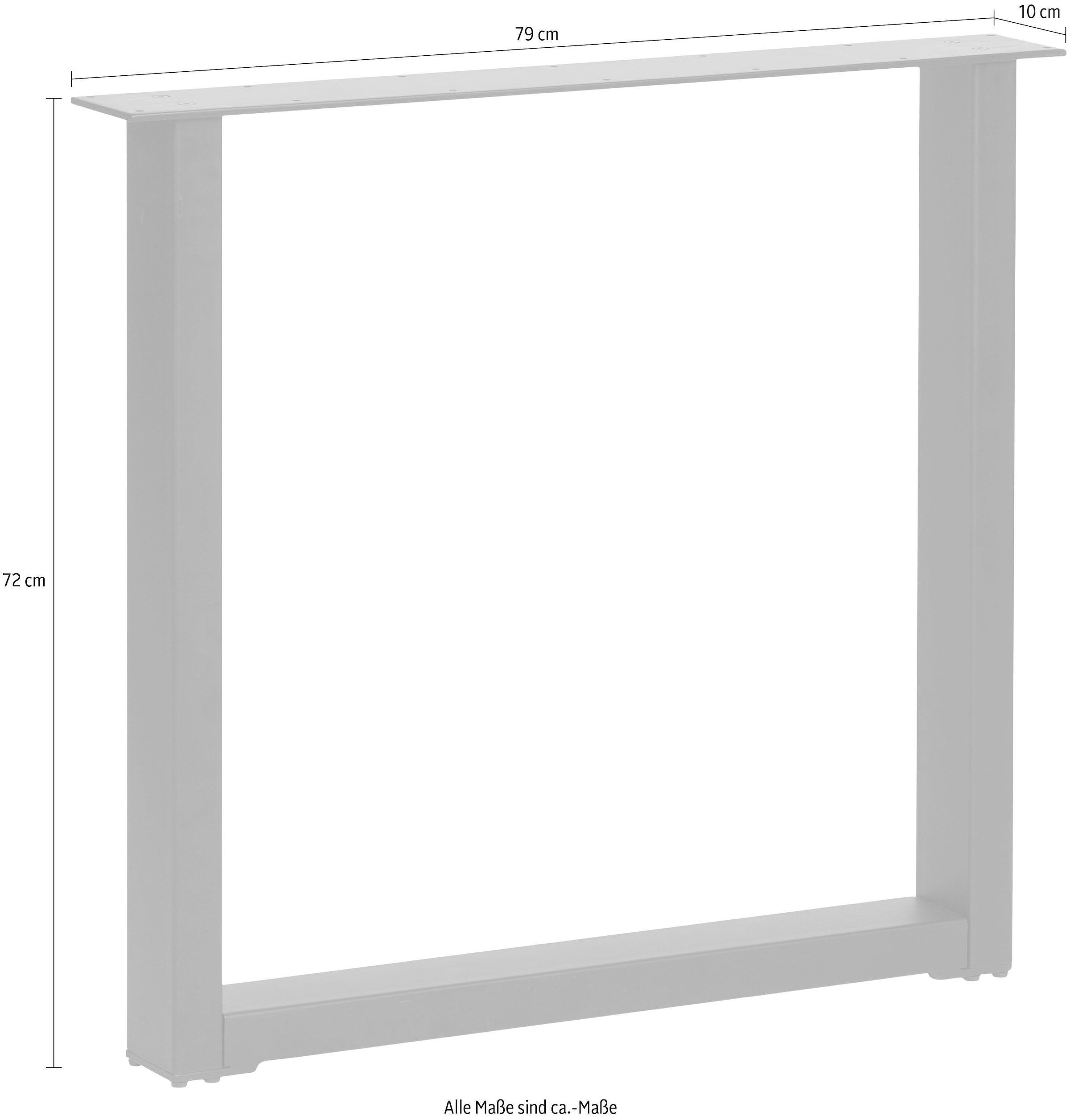 WOOOD Pied de table »Tablo Maastricht aus Metall mit Pulverbeschichtung B79 x T10 x H72 cm« Structure en U 4x8 cm, capacité de charge 50 kg, facile à monter