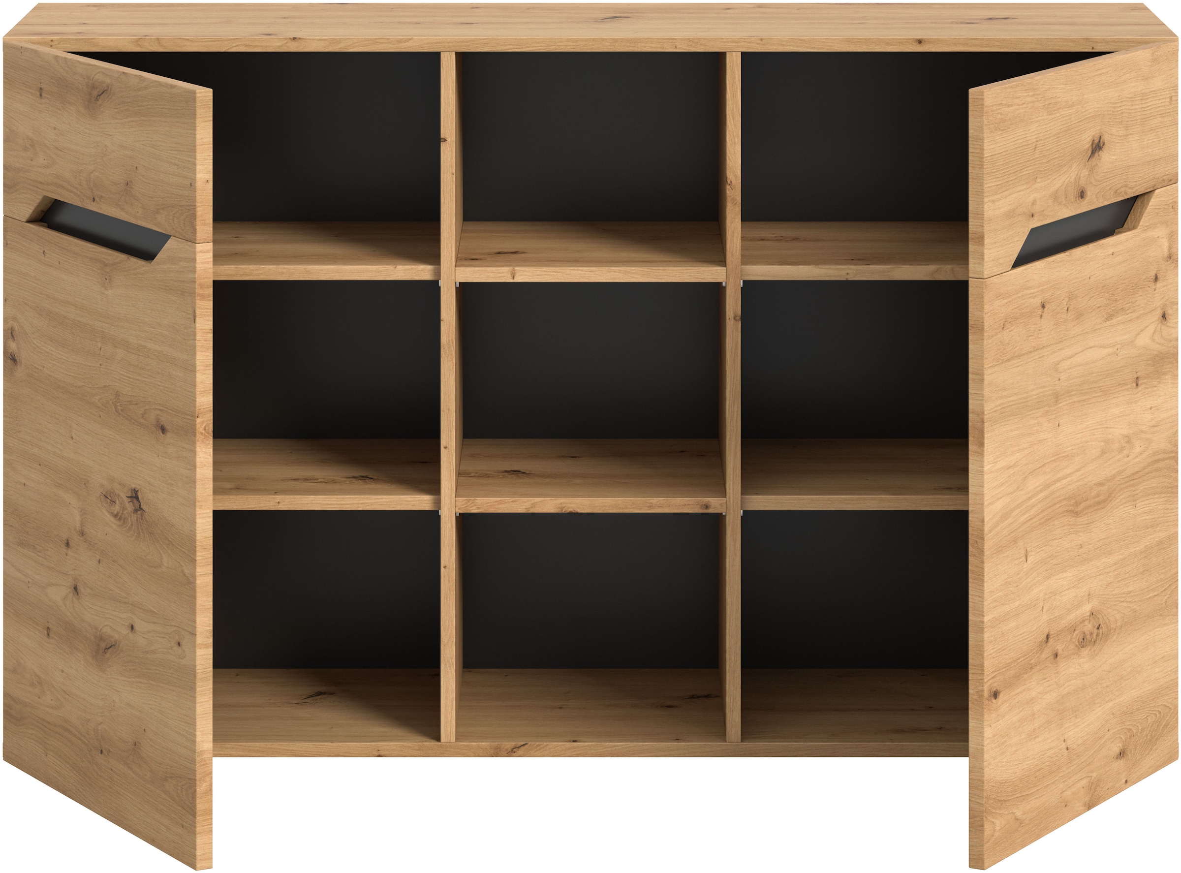 INOSIGN Sideboard »SERTA, Breite: 130cm, 2 Türen, 3 offene Fächer, viel Stauraum« Anrichte, Kommode, Schrank, Board, Higboard