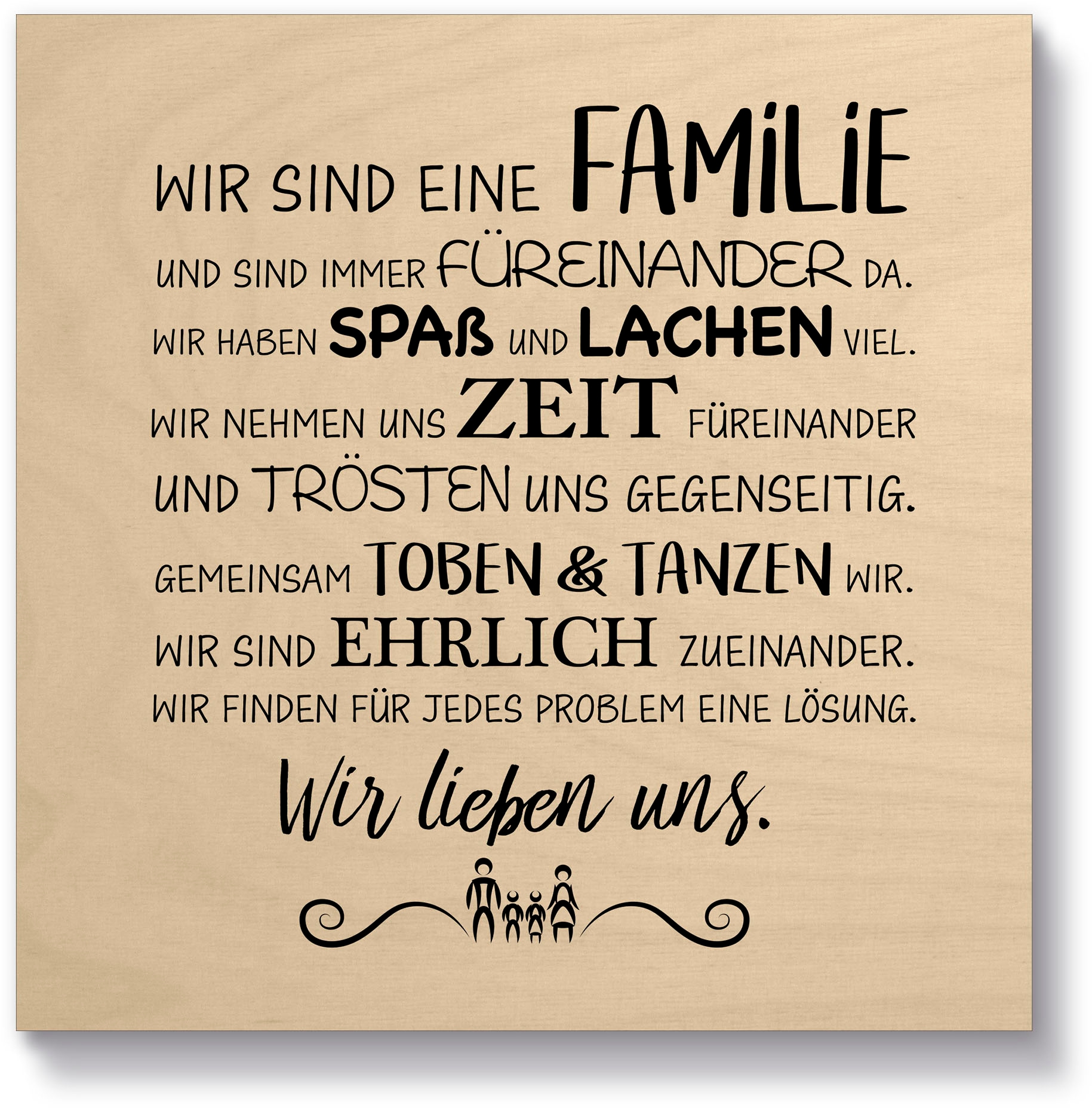 Artland Holzbild günstig Texte, »Familie I«, kaufen St.) Sprüche & (1