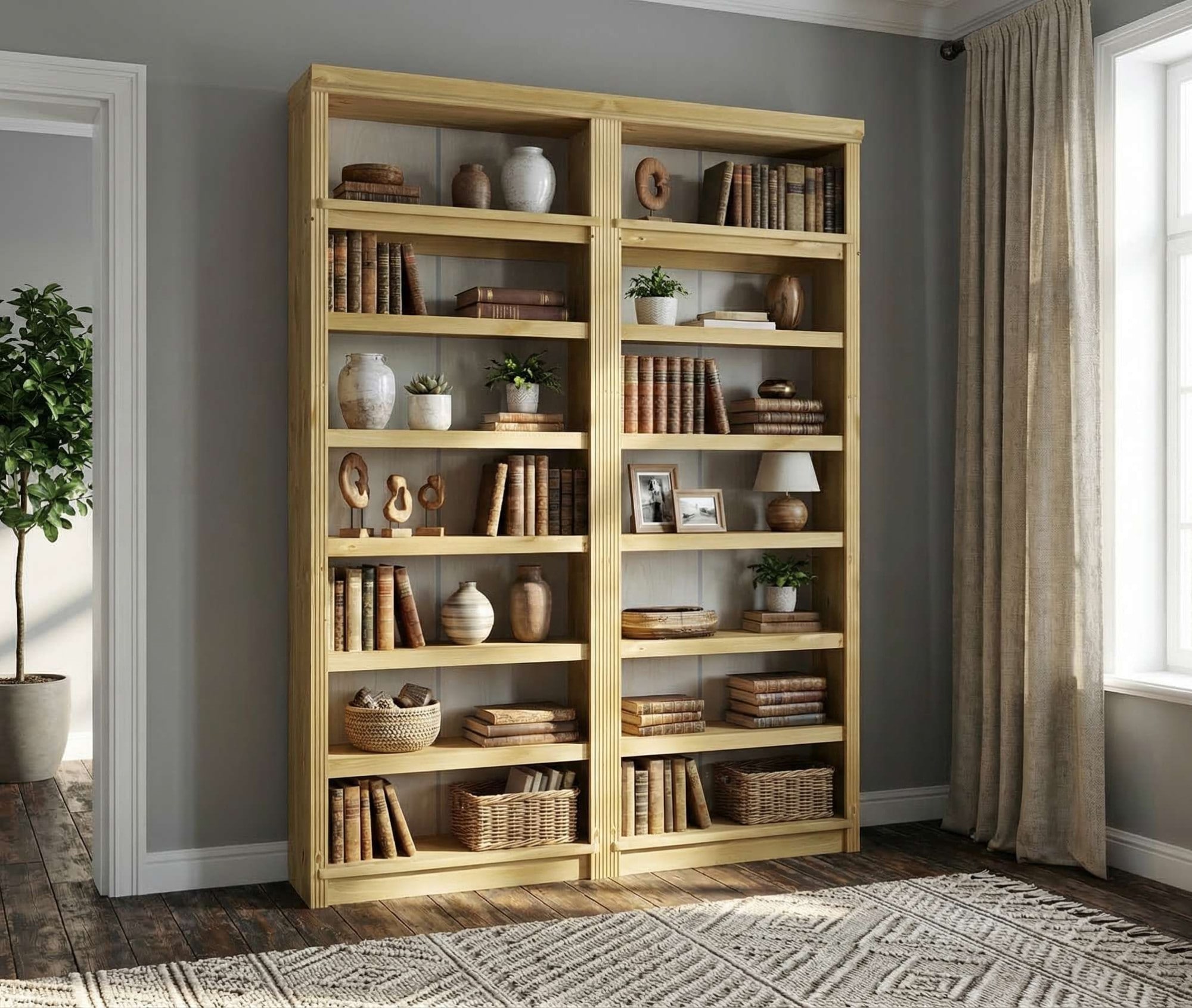 GOODproduct Bibliothek »Soeren 2 Regale á Breite 80 cm, Höhe 220 cm, Tiefe 29 cm« Set, 2 Stk. tlg. 2 Bücherregale - zusammen oder getrennt stellbar