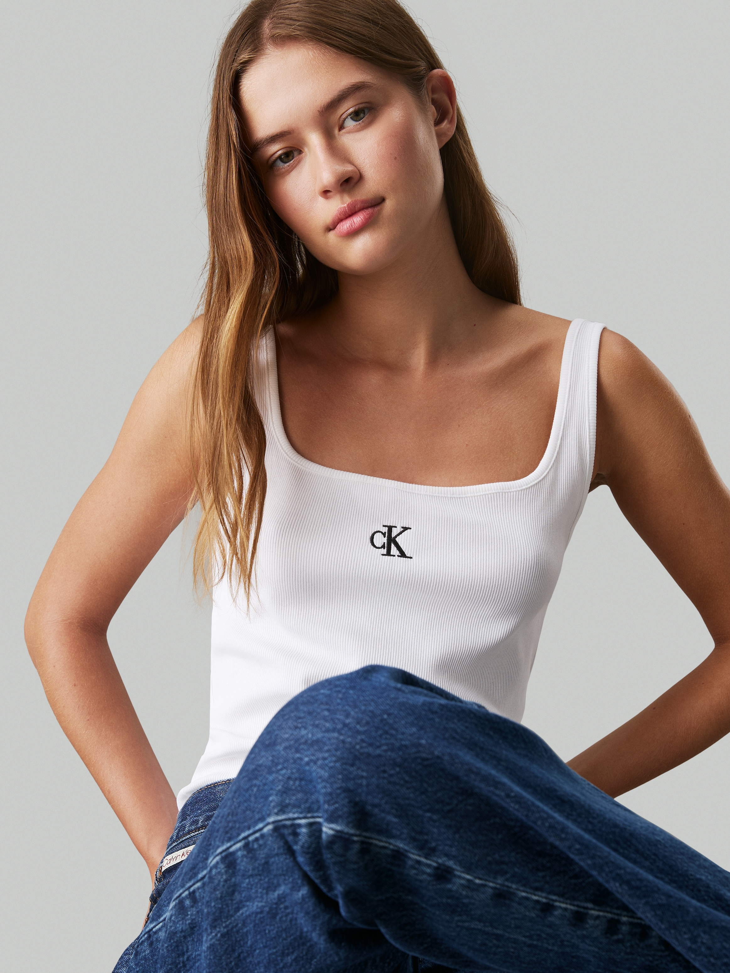Calvin Klein Jeans Tanktop »CK RIB TANK TOP« mit eckigem Ausschnitt