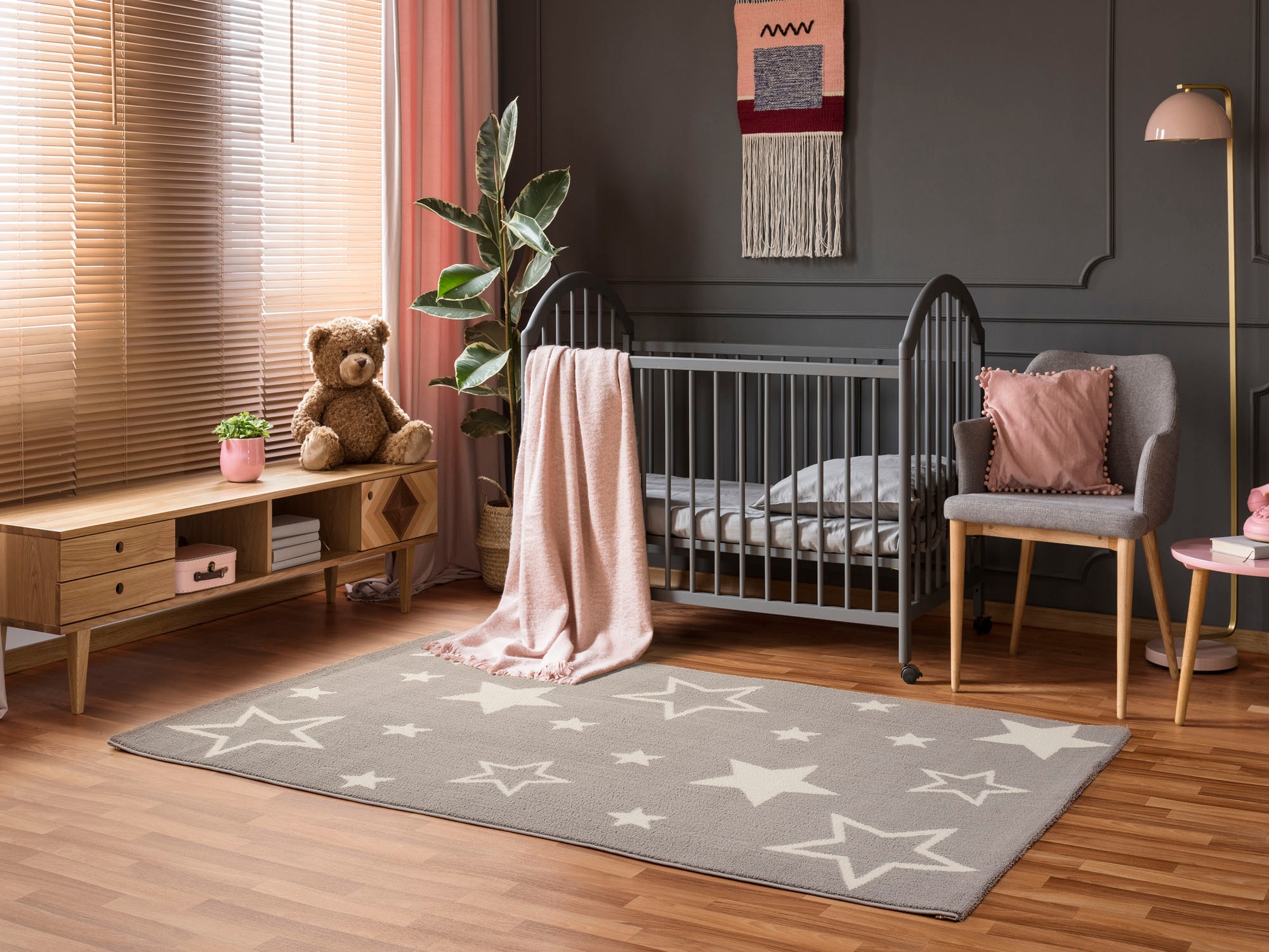 OCI DIE TEPPICHMARKE Tapis pour enfants »KIDDY STAR« Rectangulaire 11 mm Höhe robuster Kurzflor, Stern, gemustert