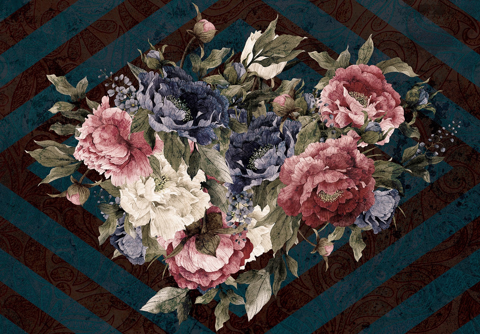 Image of Consalnet Vliestapete »Blumenstrauss/Streifen«, floral bei Ackermann Versand Schweiz