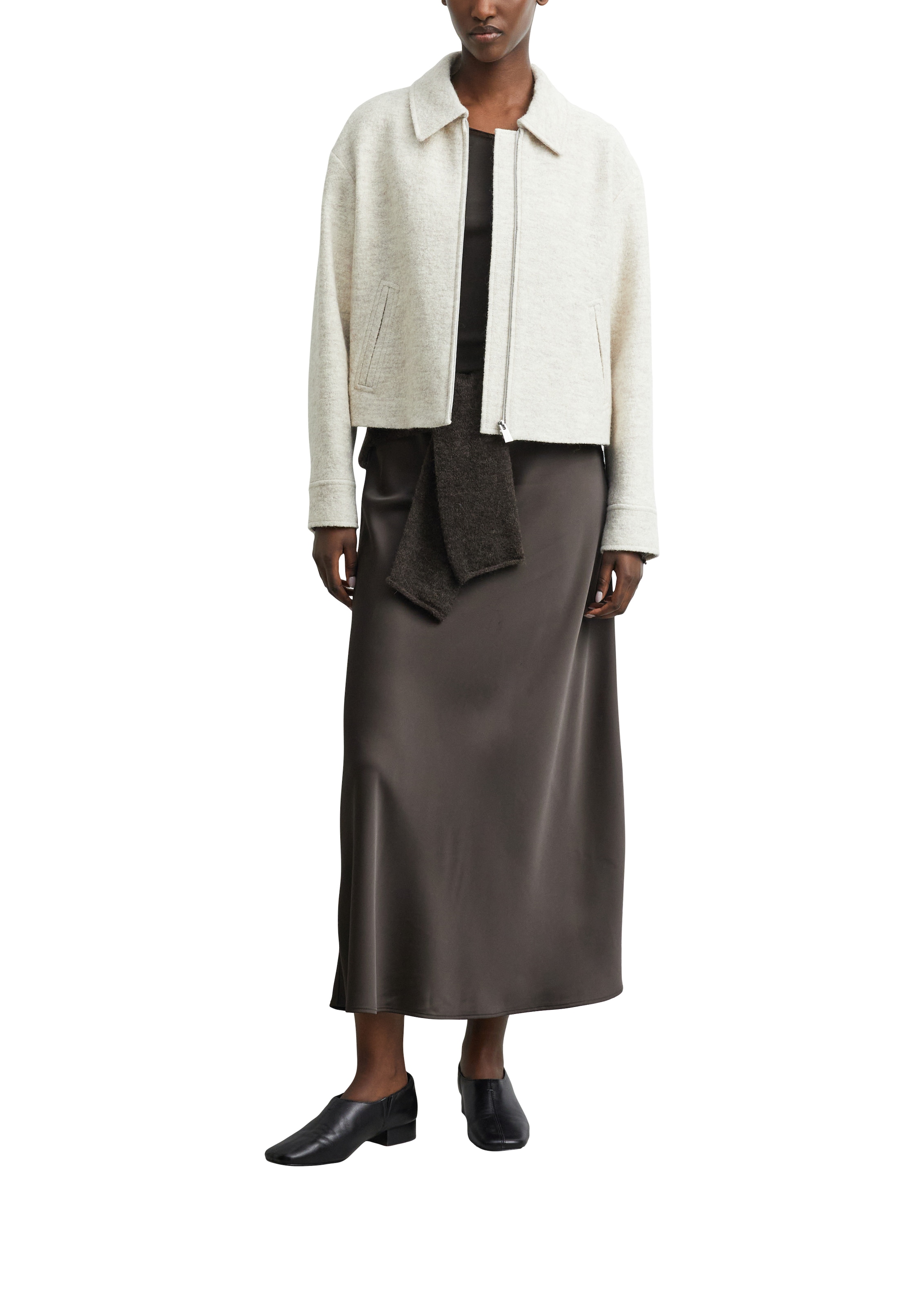 Comma Bouclèjacke mit wärmender Wolle, kurze Passform