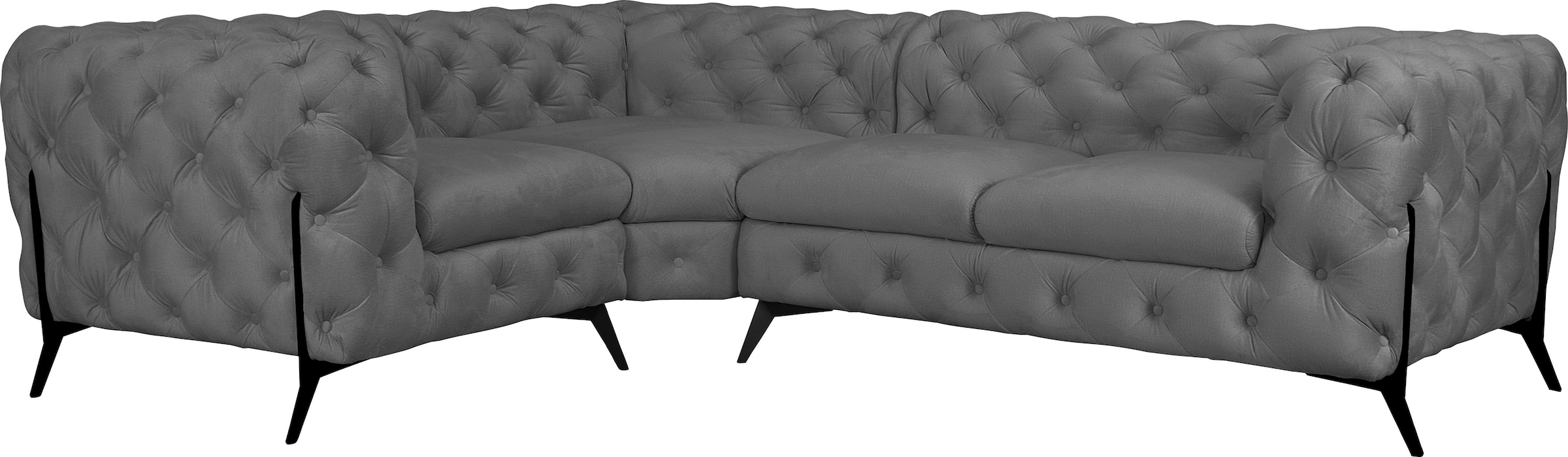 Leonique Chesterfield-Sofa »Amaury L-Form«, moderne Chersterfield-Optik, Breite 262 cm, Fussfarbe wählbar
