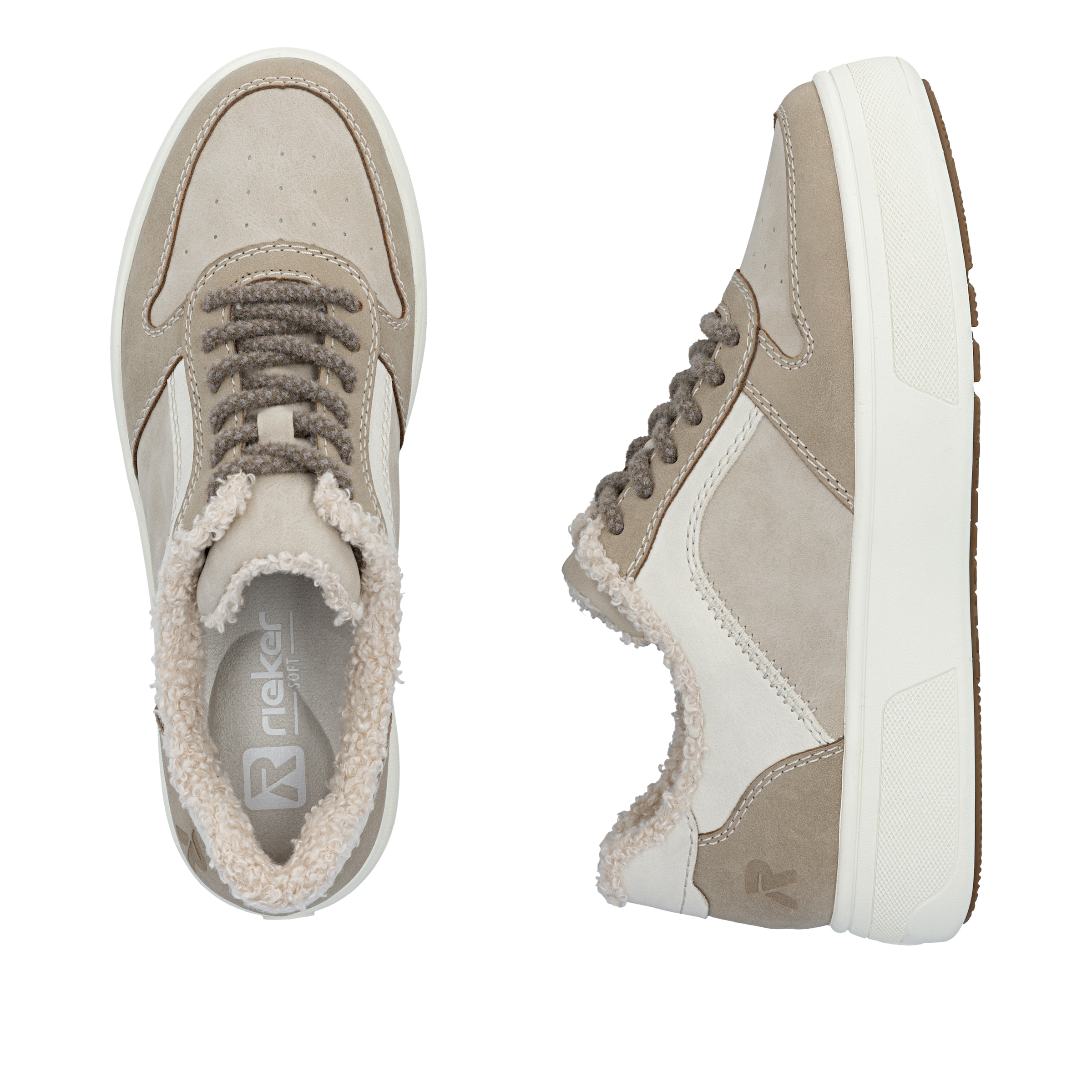 Rieker Baskets à plateforme  sneakers rétro, chaussure à lacets, chaussure basse avec doublure en teddy