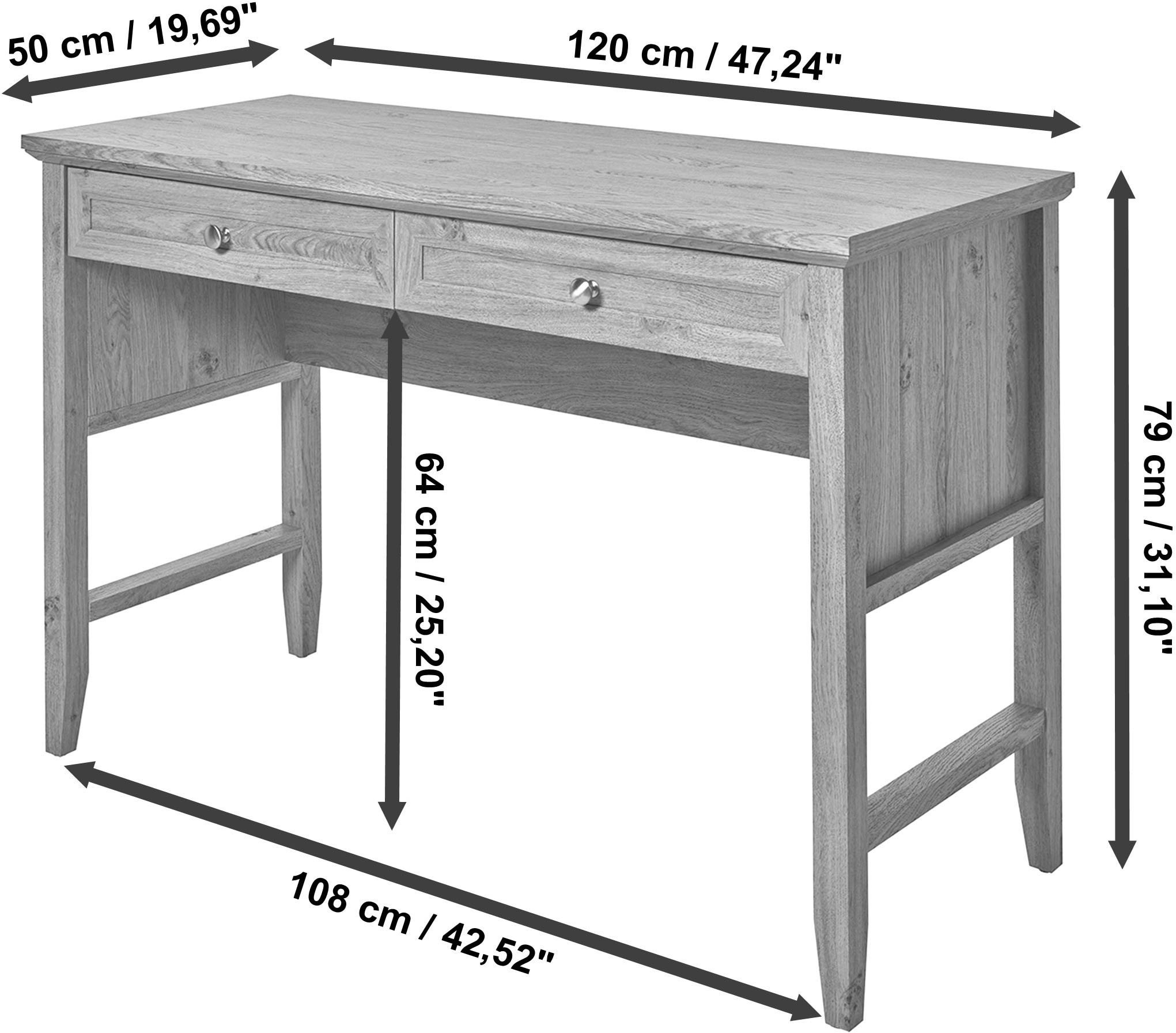 Jahnke Bureau »CLASSIC D 120« bureau, coiffeuse, console, 2 tiroirs, largeur : 120 cm