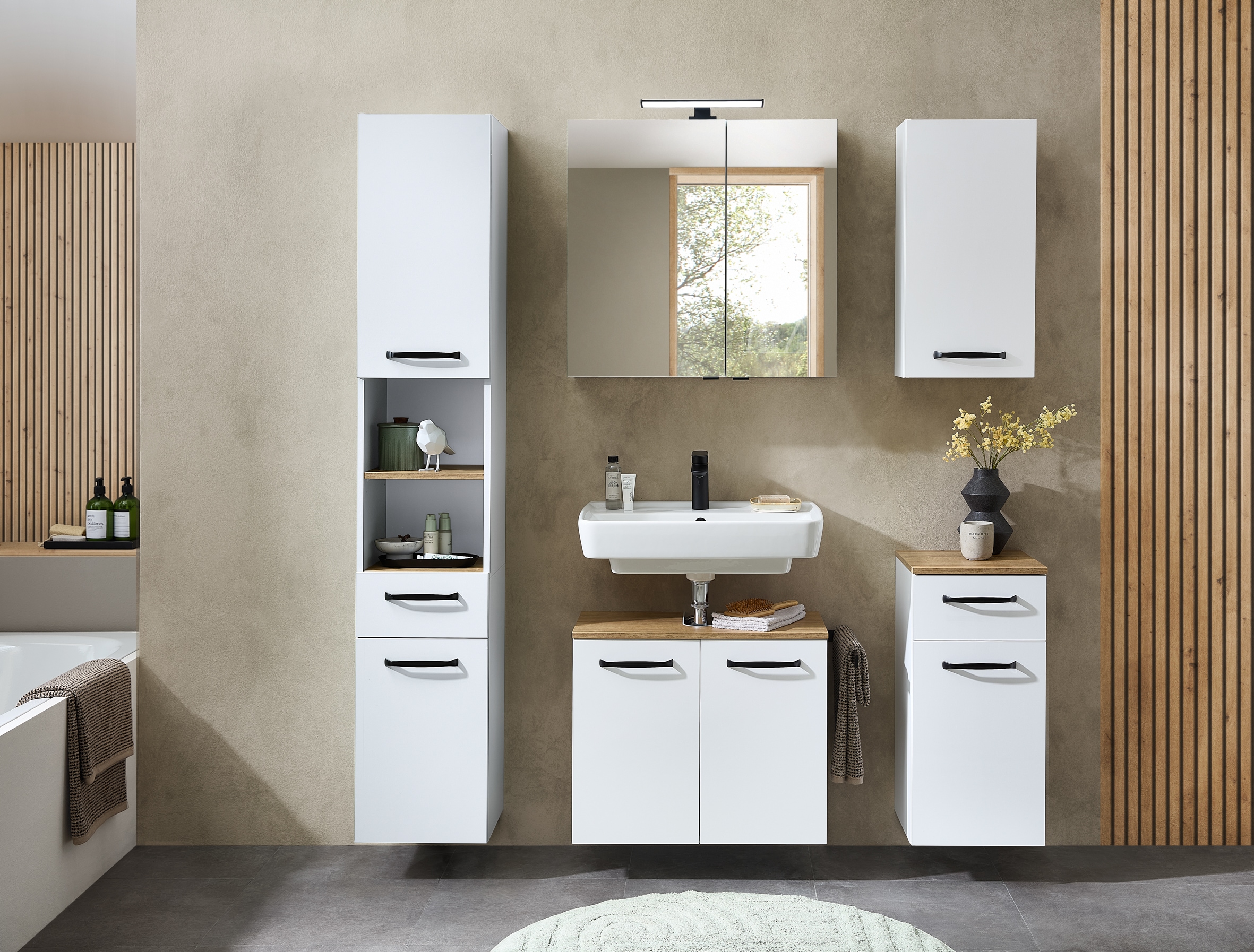 Saphir Armoire basse »Quickset 500, Badschrank 32,4 cm, 1 Tür und 1 Schublade« armoire de salle de bain, 1 étagère