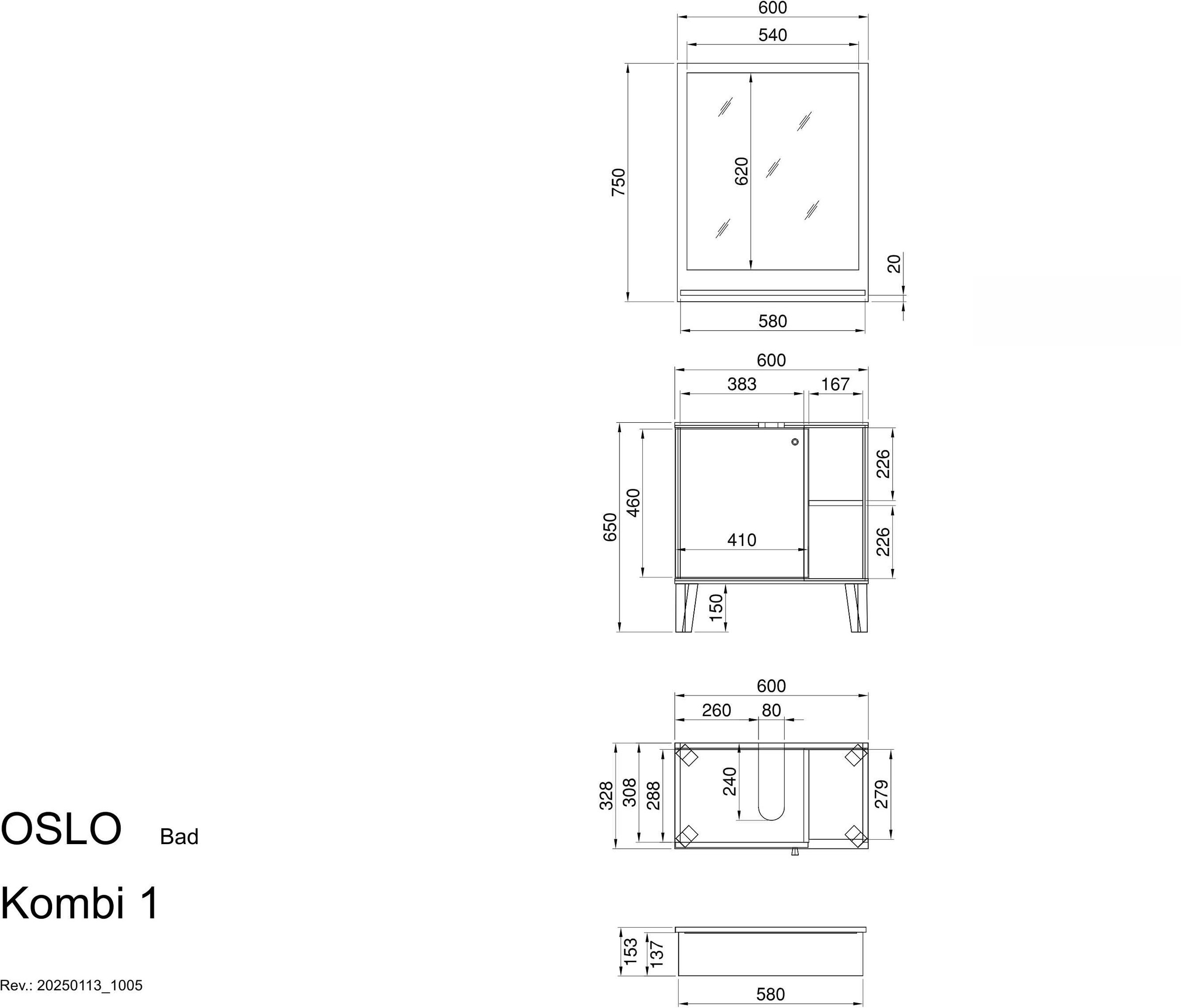 INOSIGN Badmöbel-Set »OSLO, Bad im skandinavischen Design« Set, 1 Stk. tlg.