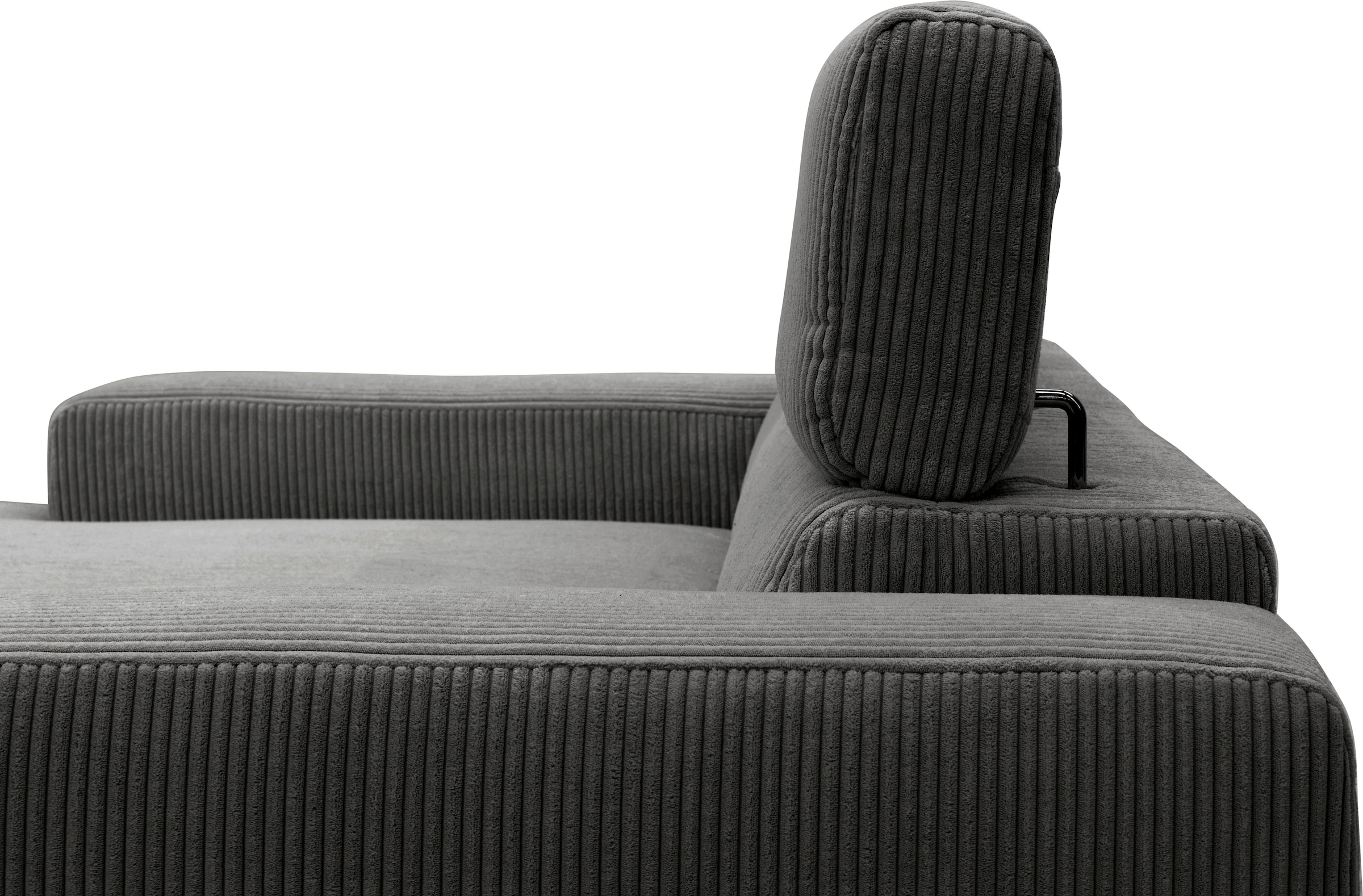 DOMO collection Ecksofa »Brandon B/T: 214/100 cm, belastbar bis 140kg/ Sitz, L-Form«, Cord, grau
