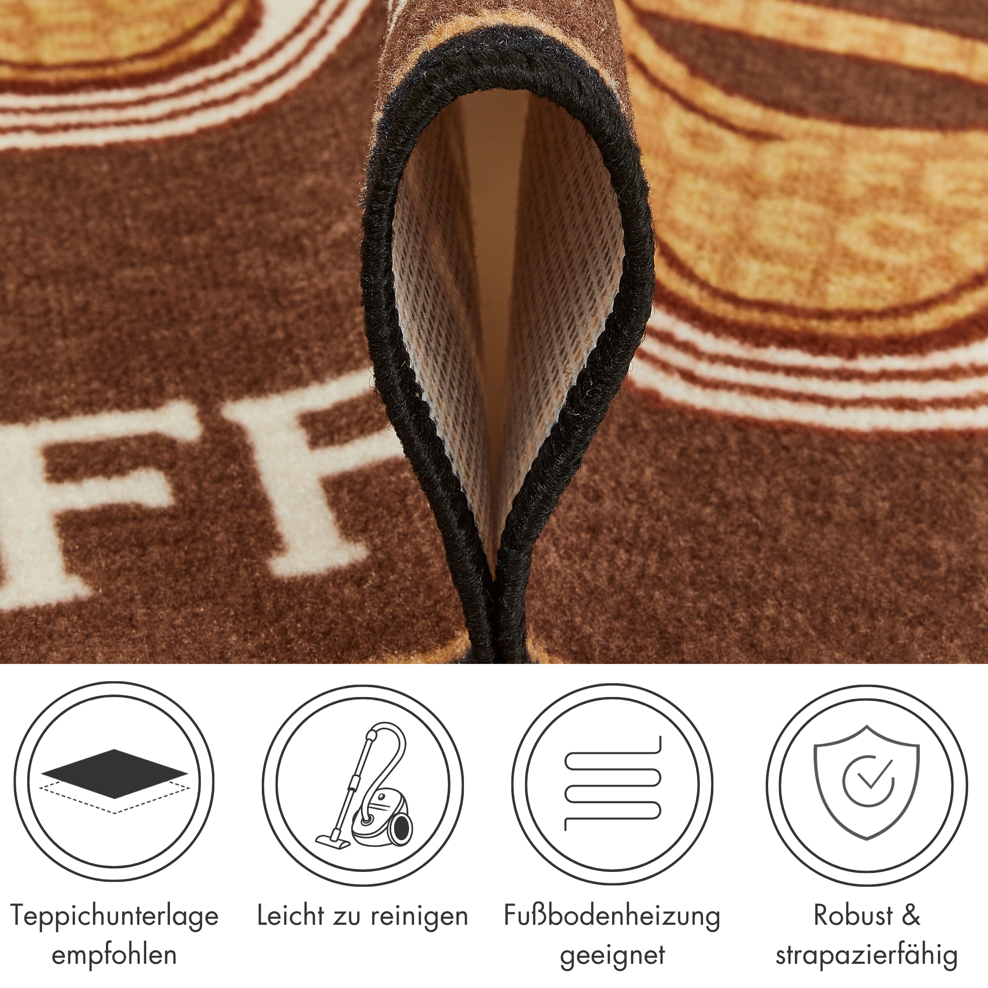 Andiamo Chemin de cuisine »Coffee« Rectangulaire 5 mm Höhe Motiv Kaffee, mit Schriftzug, Küche, Kundenliebling