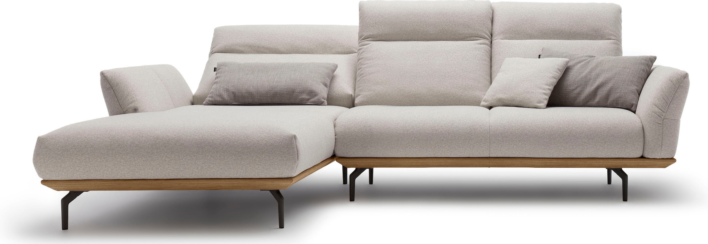 Creation BY ROLF BENZ Canapé d'angle »CR.460 Designsofa, verstellbare Rückenlehne, hochwertig & bequem« socle en noyer, pieds d'angle en gris ombre, largeur 298 cm