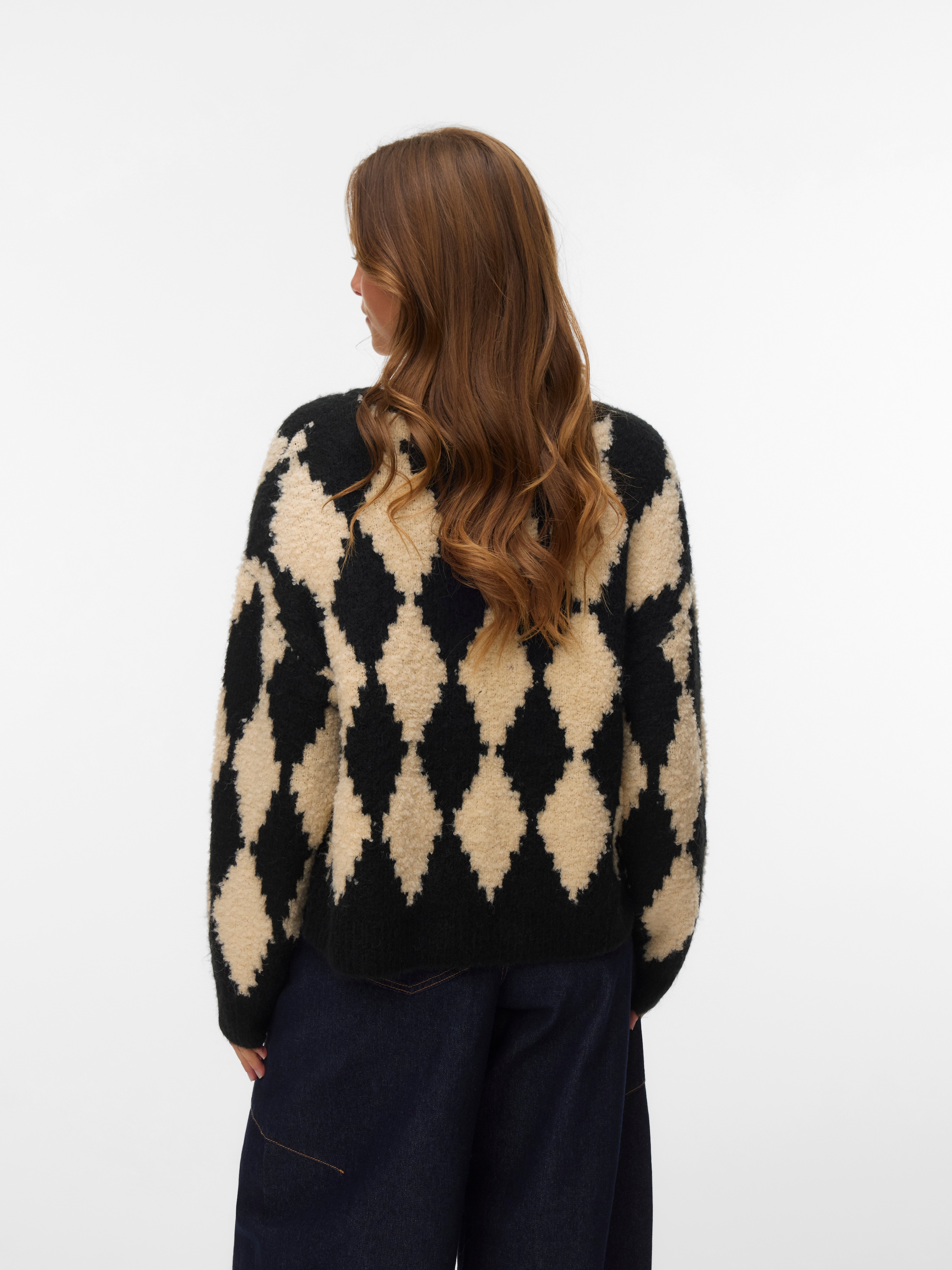 Vero Moda Strickpullover »VMCOLLEEN LS V-NECK PULLOVER BOO« Materialmix, mit Wolle und Stretch, Rautenmuster