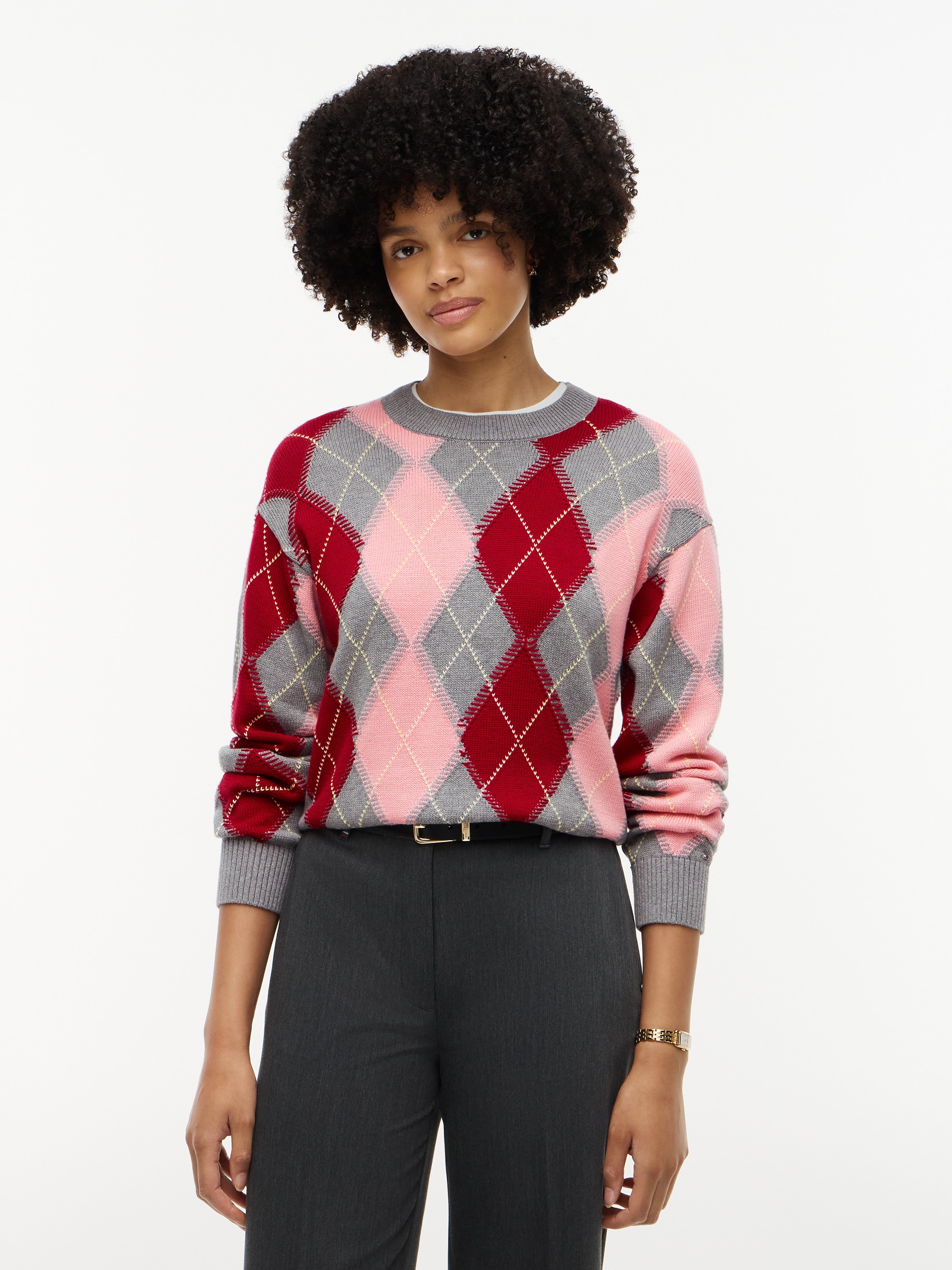 Image of Tommy Hilfiger Strickpullover "ARGYLE PREP C-NK SWT" Baumwolle, Argyle Strickmuster