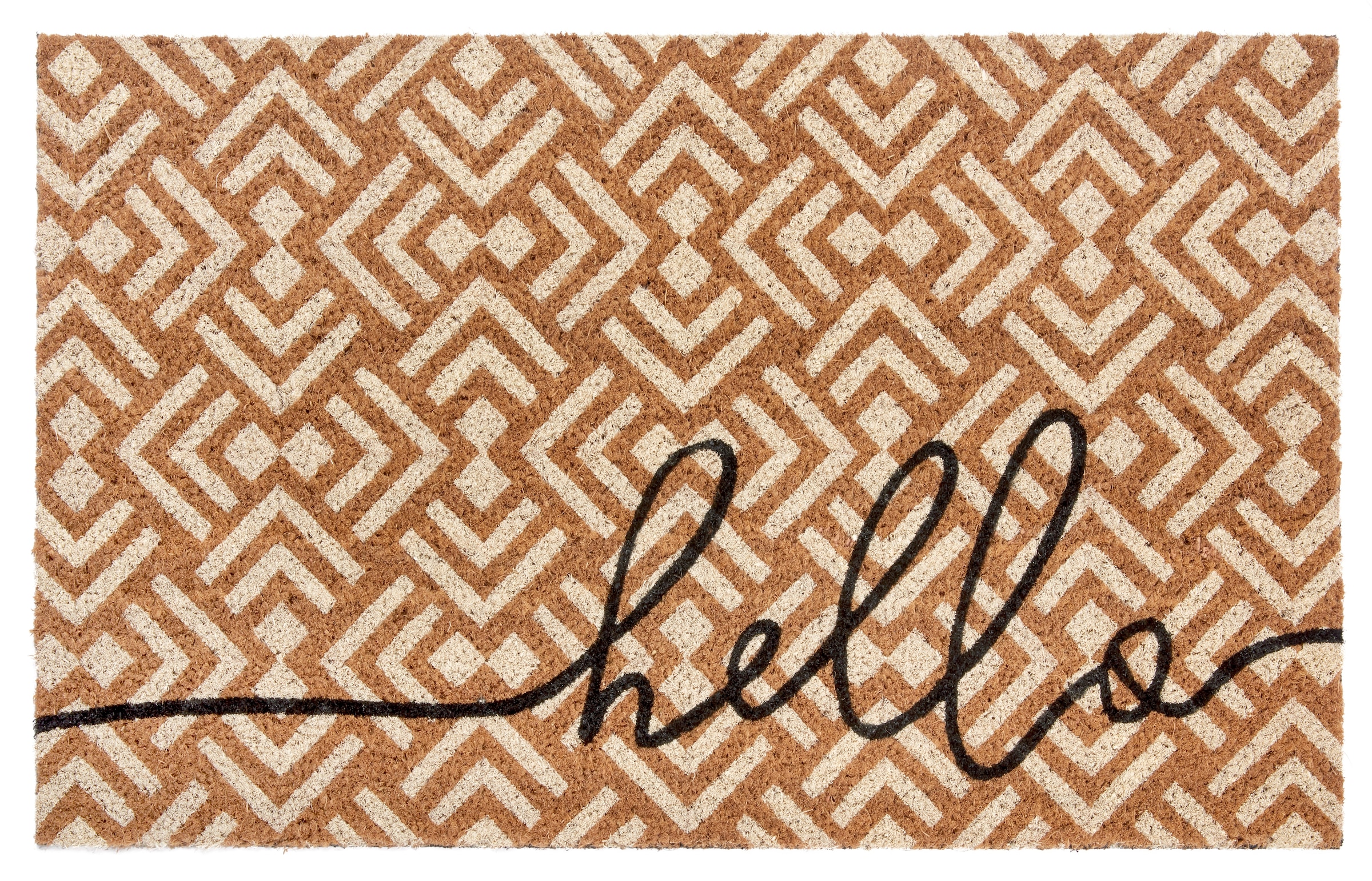 Image of HANSE Home Fussmatte "Mix Mats Kokos Hello Geometric, Türmatte" rechteckig 15 mm Höhe Kokos, Schmutzfangmatte, Outdoor, Rutschfest, Innen, Kokosmatte, Flur