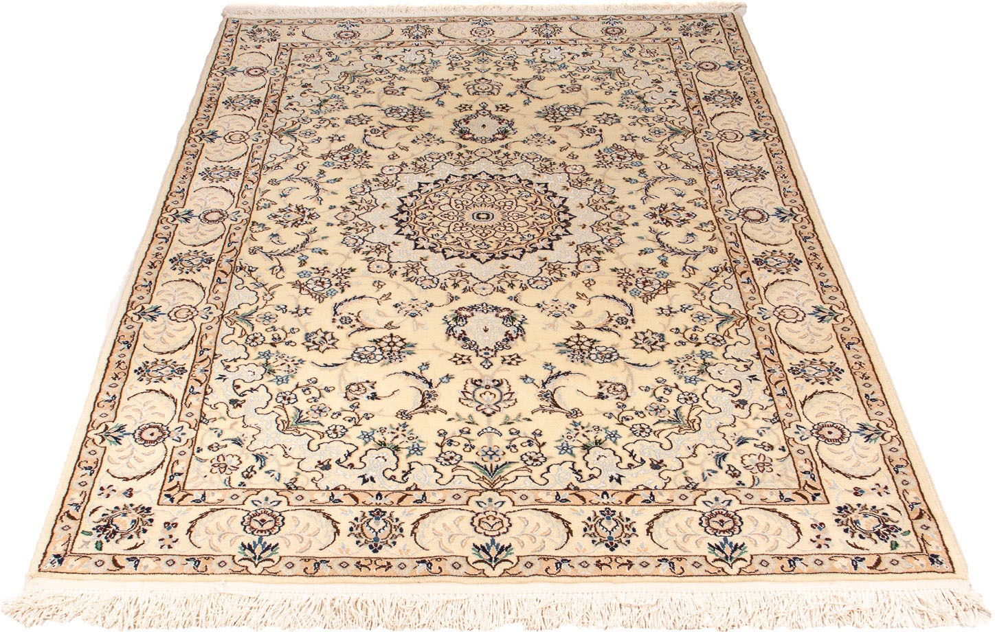 Image of morgenland Orientteppich »Perser - Nain - Royal - 211 x 127 cm - beige«, rechteckig, 10 mm Höhe, Wohnzimmer, Handgeknüpft, Einzelstück mit Zertifikat bei Ackermann Versand Schweiz