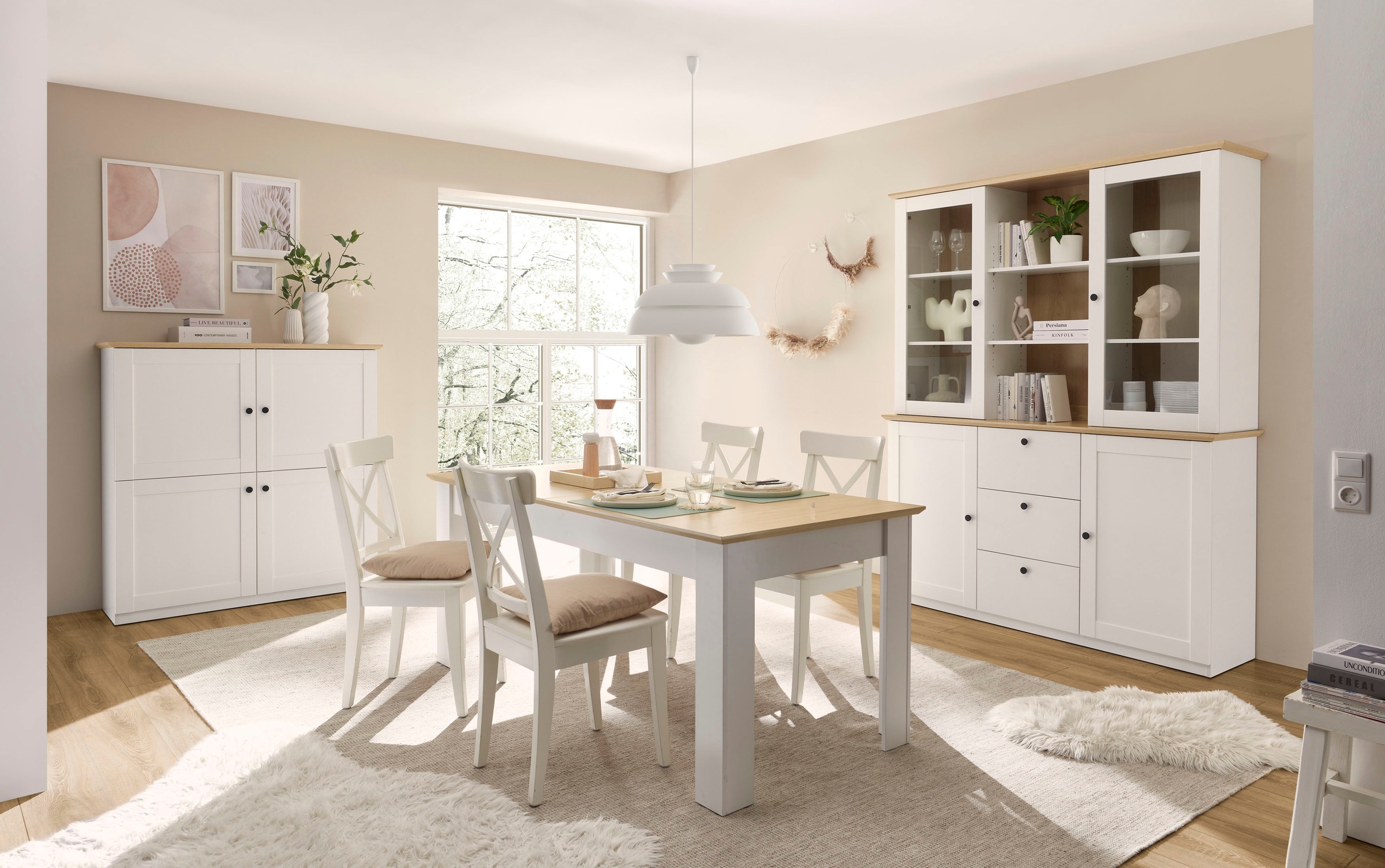 GOODproduct Esstisch »Brest, Tisch im Landhausstil, Wohnzimmertisch, Küchentisch« mit Auszugsfunktion, 180 cm ausziehbar auf 240 cm, Einlegeplatte