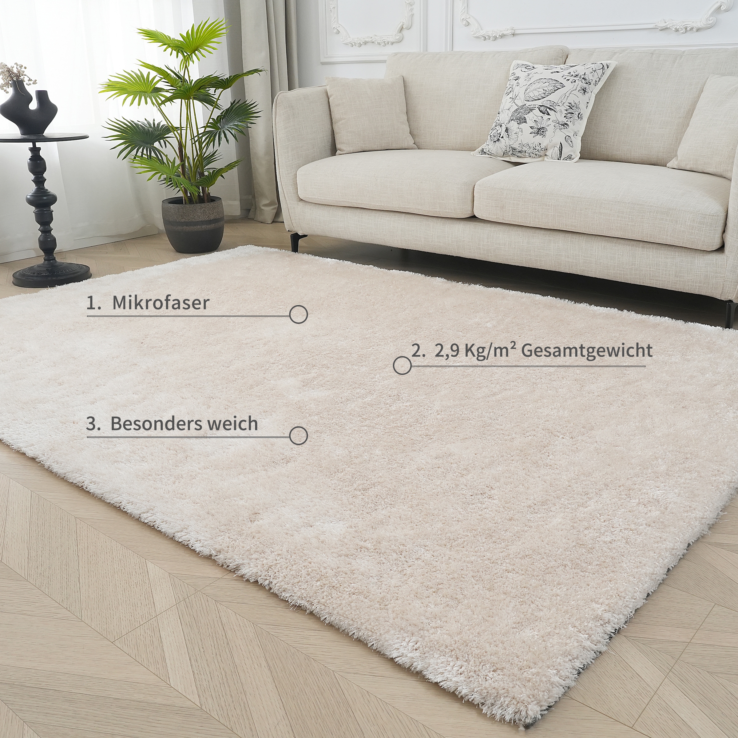 Bruno Banani Teppich »Dana Teppich, besonders weich und kuschelig, Kundenliebling«, rechteckig, 30 mm Höhe, uni, Mikrofaser Teppiche, Wohnzimmer, Schlafzimmer, Esszimmer
