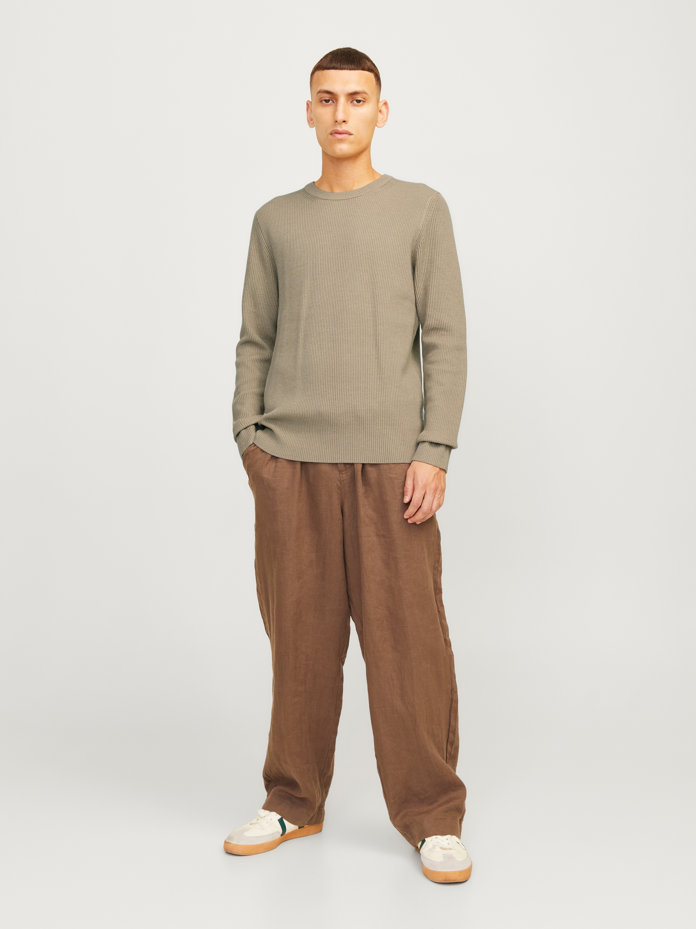 Jack & Jones Pull à col rond »JJEPERFECT – Pullover mit pflegeleichter Qualität, Structure Fit« unifarben, modisch, regular fit, Strick, Rundhals