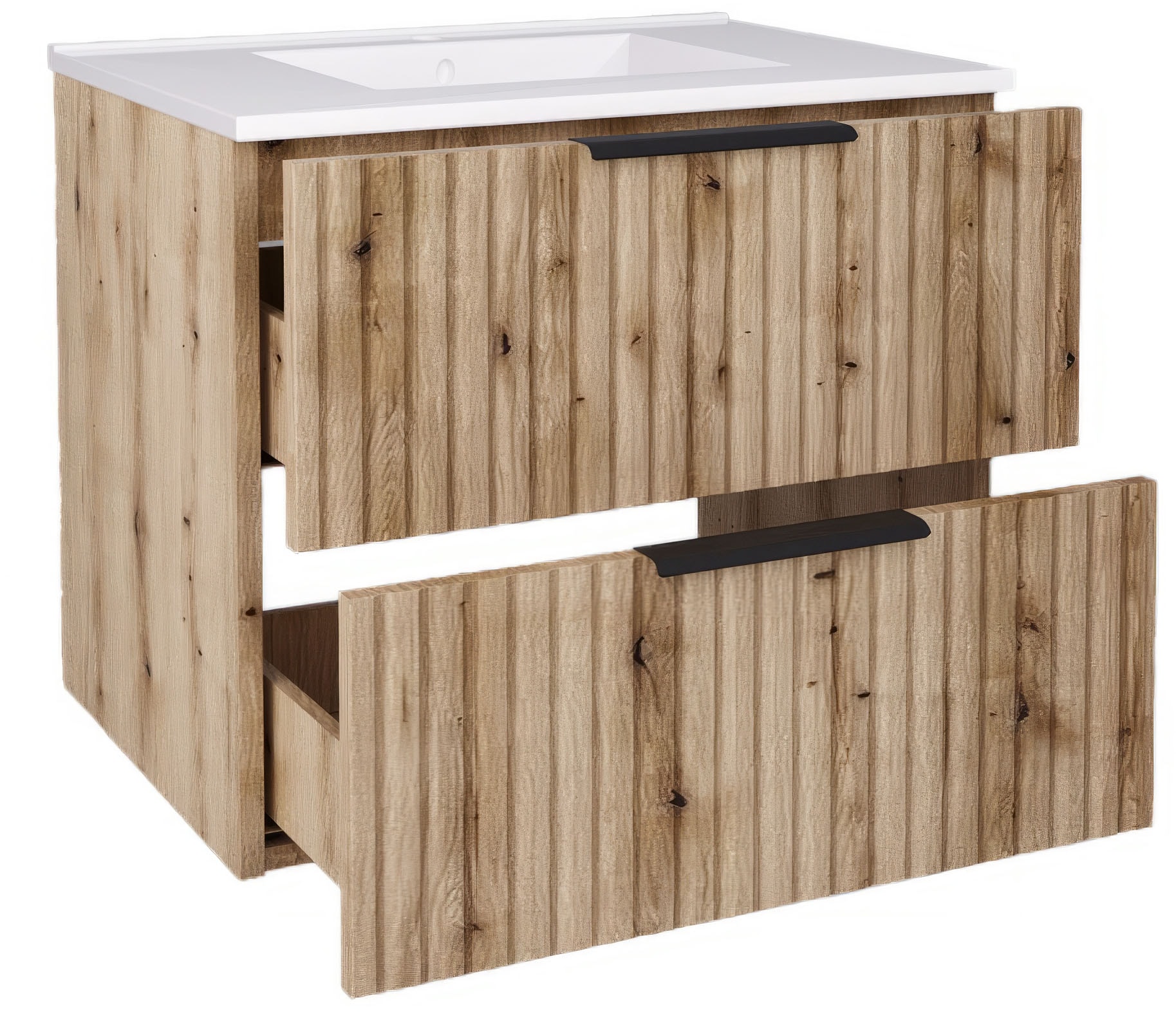 welltime Waschtisch »TIBU mit Waschbecken. 2 Schubladen. 2 Breiten (60/80cm) und 4 Farben« Badschrank mit Waschbecken, Softclose, Masse B/H/T: 61/53/47 cm