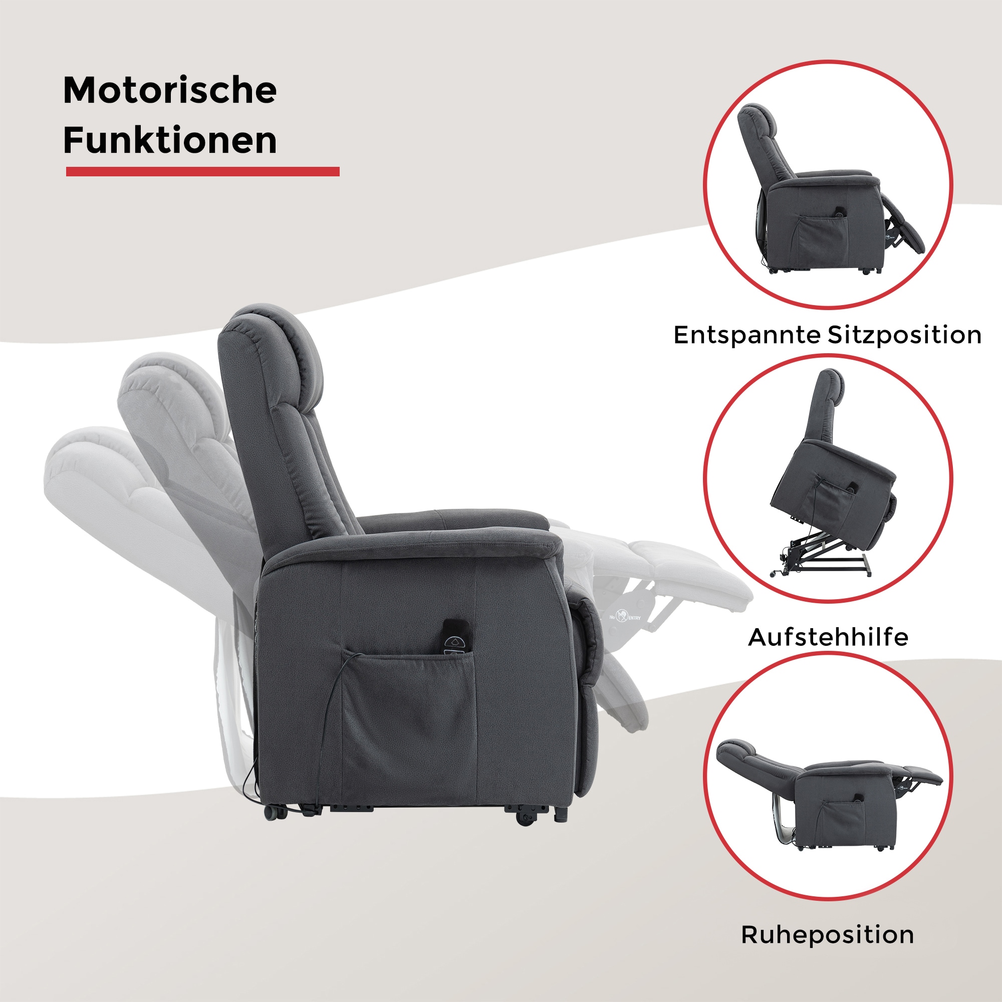 Duo Collection Fauteuil TV »Delphi mit elektrischer Aufstehhilfe« fonction relaxation et ressorts ensachés avec suspension à lames en acier