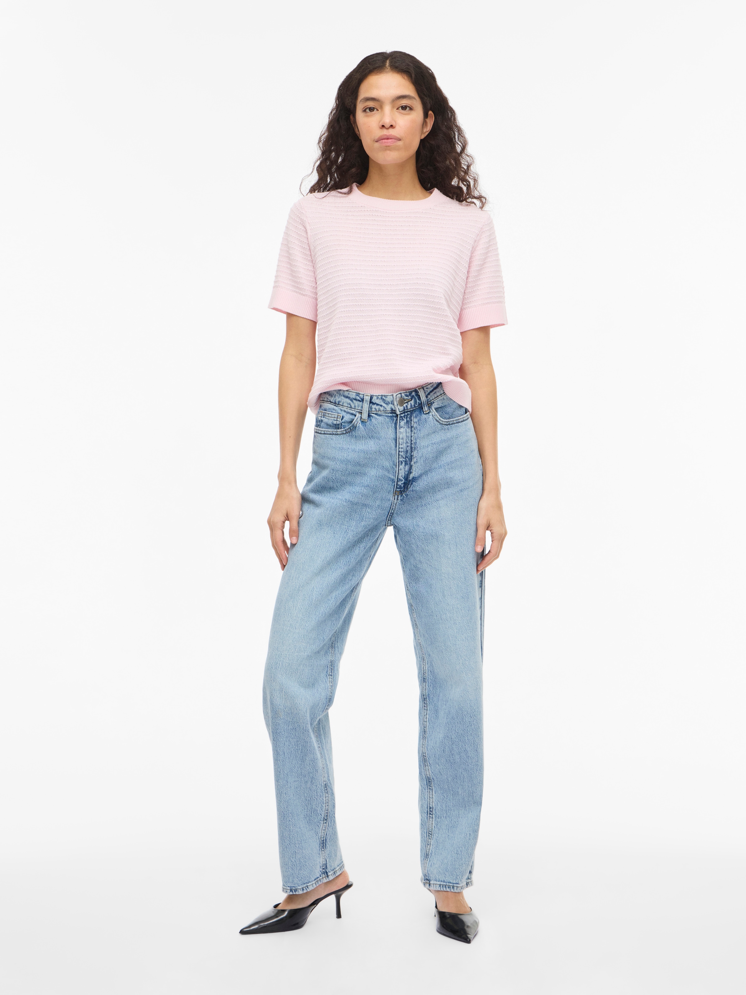 Vila Pull à manches courtes »VILOLLO O-NECK S/S DETAIL KNIT TOP- NOOS«