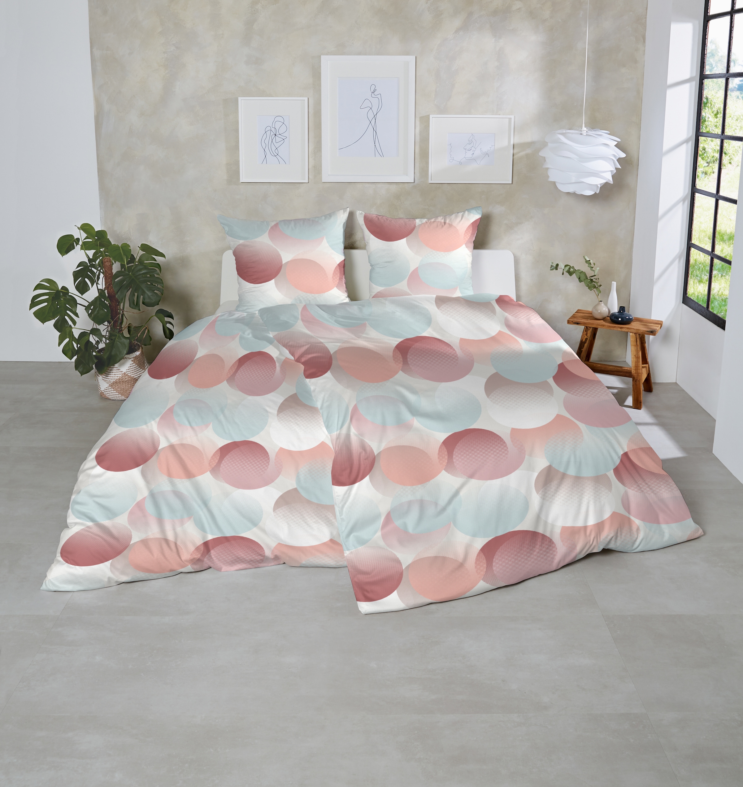 Primera Linge de lit »Perkal-Bettwäsche Zeitreise« 2 cuis avec des cercles