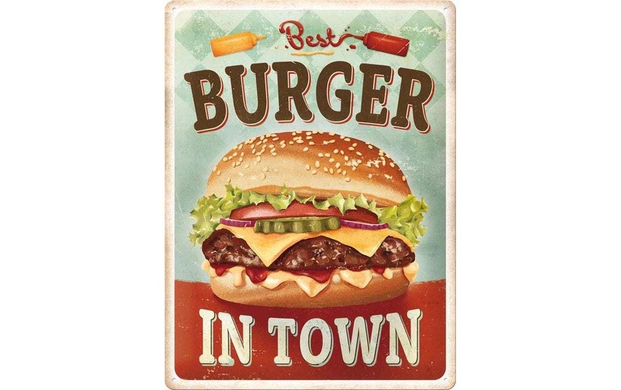 Image of Metallschild "Nostalgic Art Best Burger in Town 30 x 40 cm, Metall"