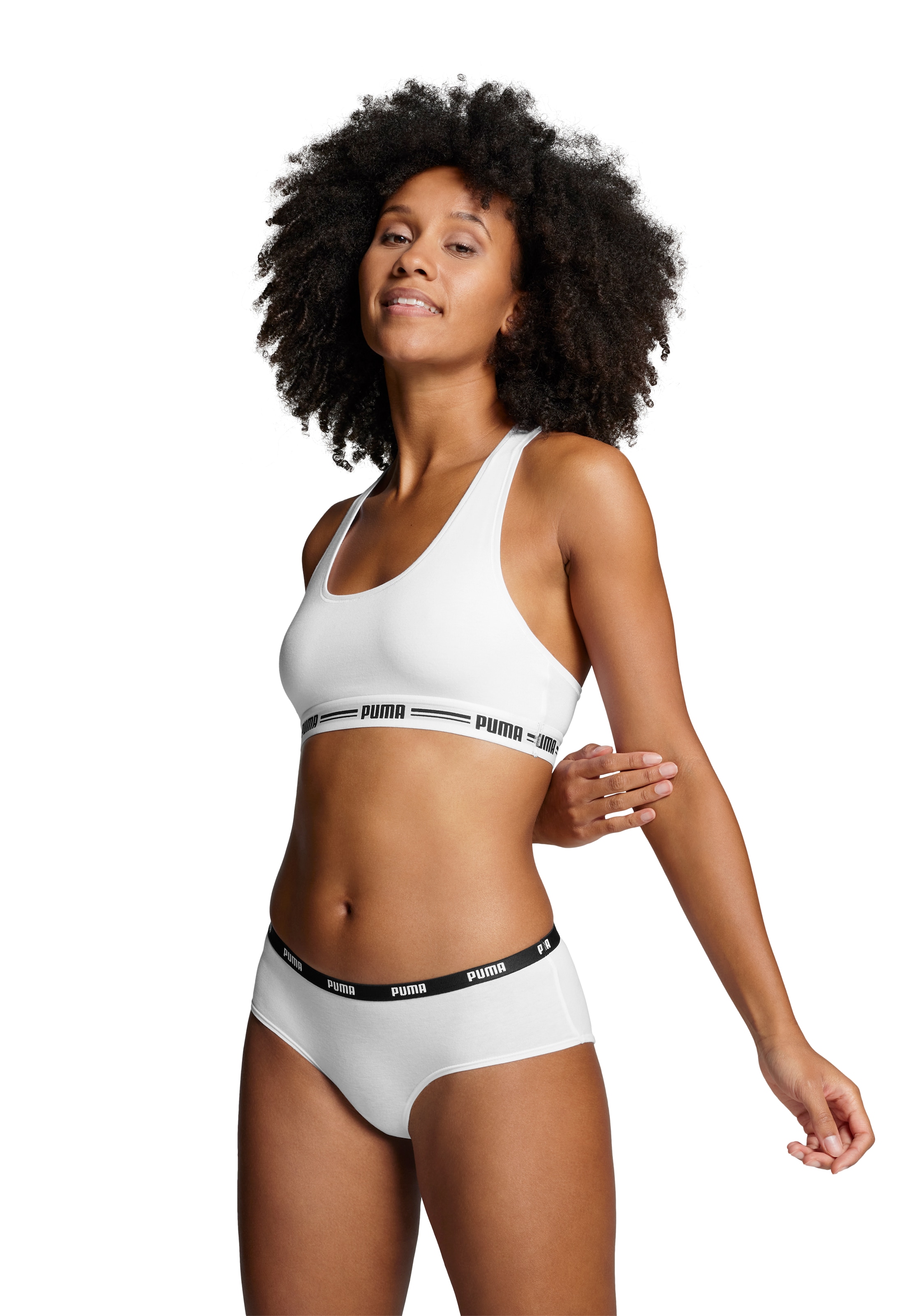 PUMA Hipster »PUMA WOMEN HIPSTER 2P«, (2er Pack), Mit elastischem Logobund