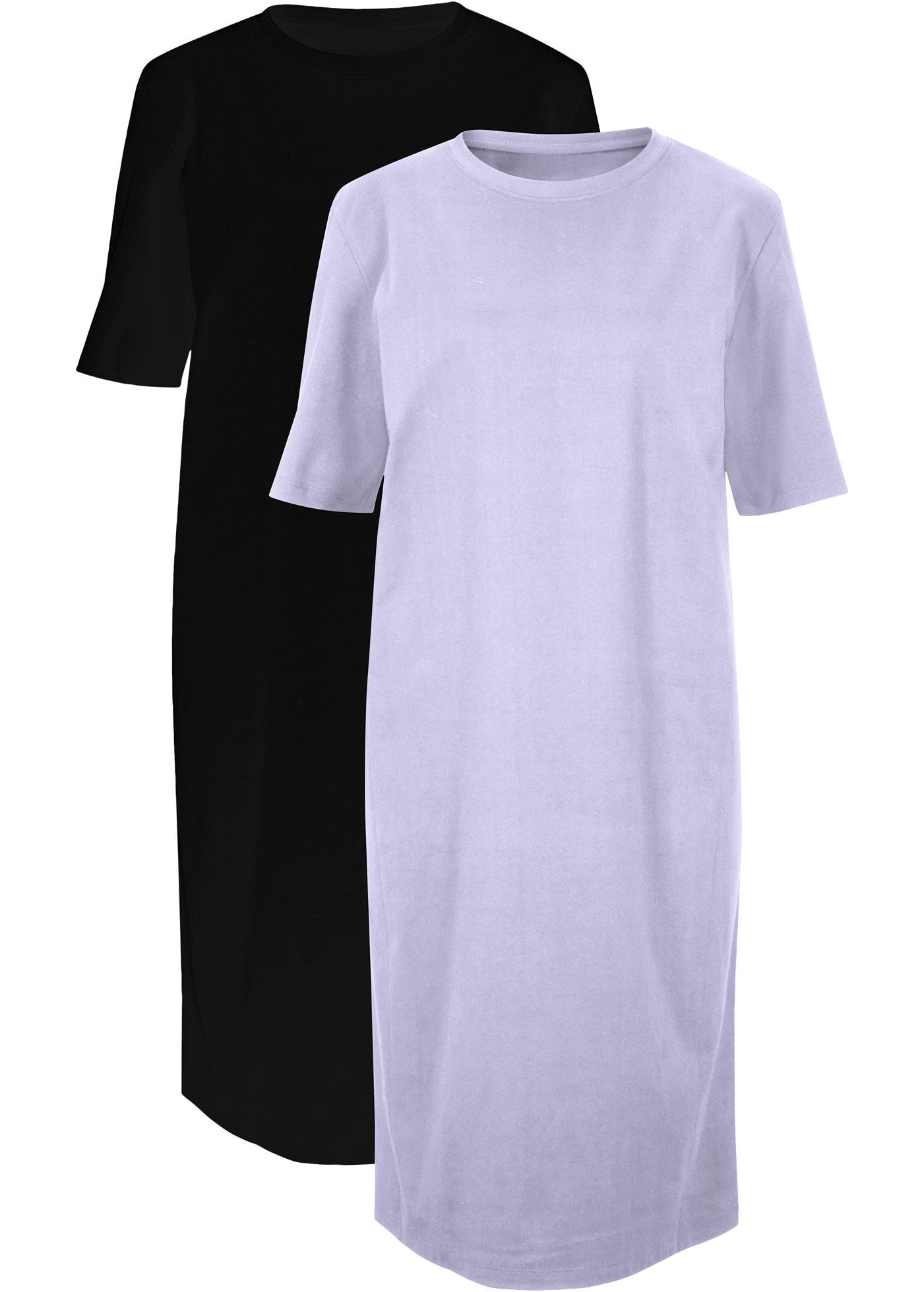 bonprix Robe t-shirt »Oversize-T-Shirtkleid aus reiner Baumwolle (2er Pack)« Packung, 2 cuis tlg. für Alltag, mit Rundhalsausschnitt, Kurzarm, Oversize Passform