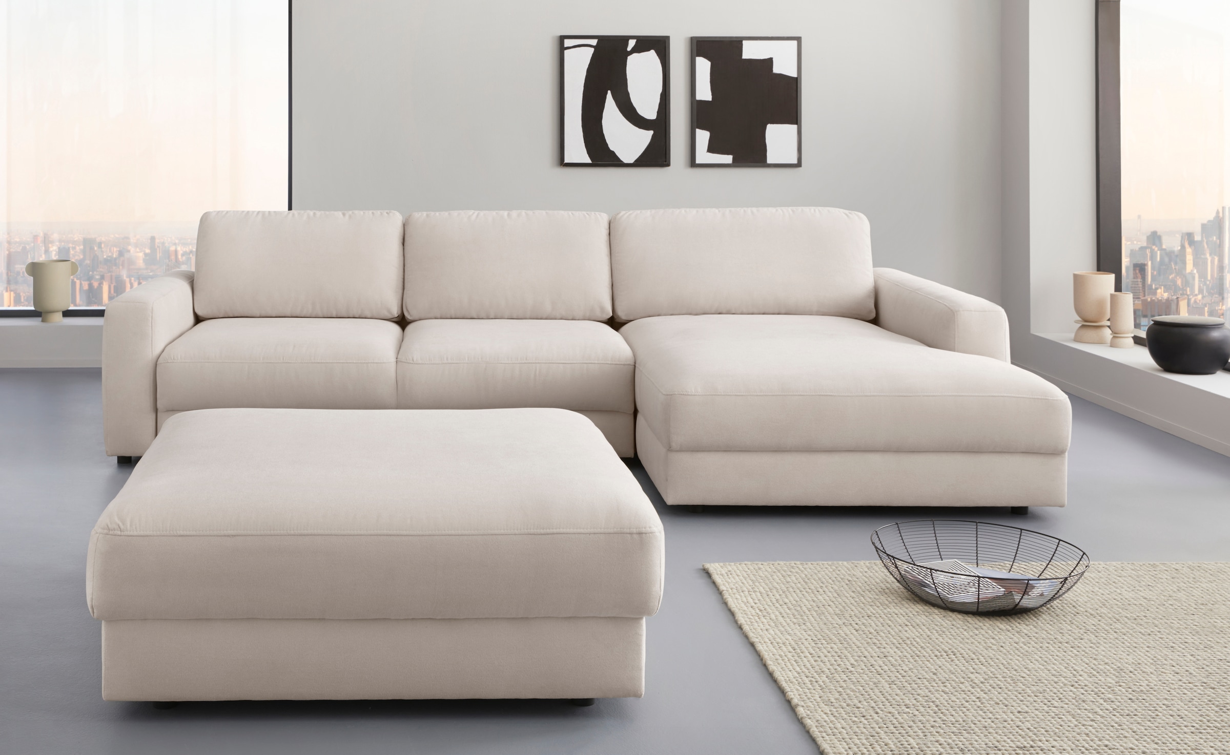 Home affaire Ecksofa »Bloomfield, bequem und elegant, Breite 303cm, L-Form« wahlweise mit Bettfunktion und Bettkasten, Unser Dauertiefpreis