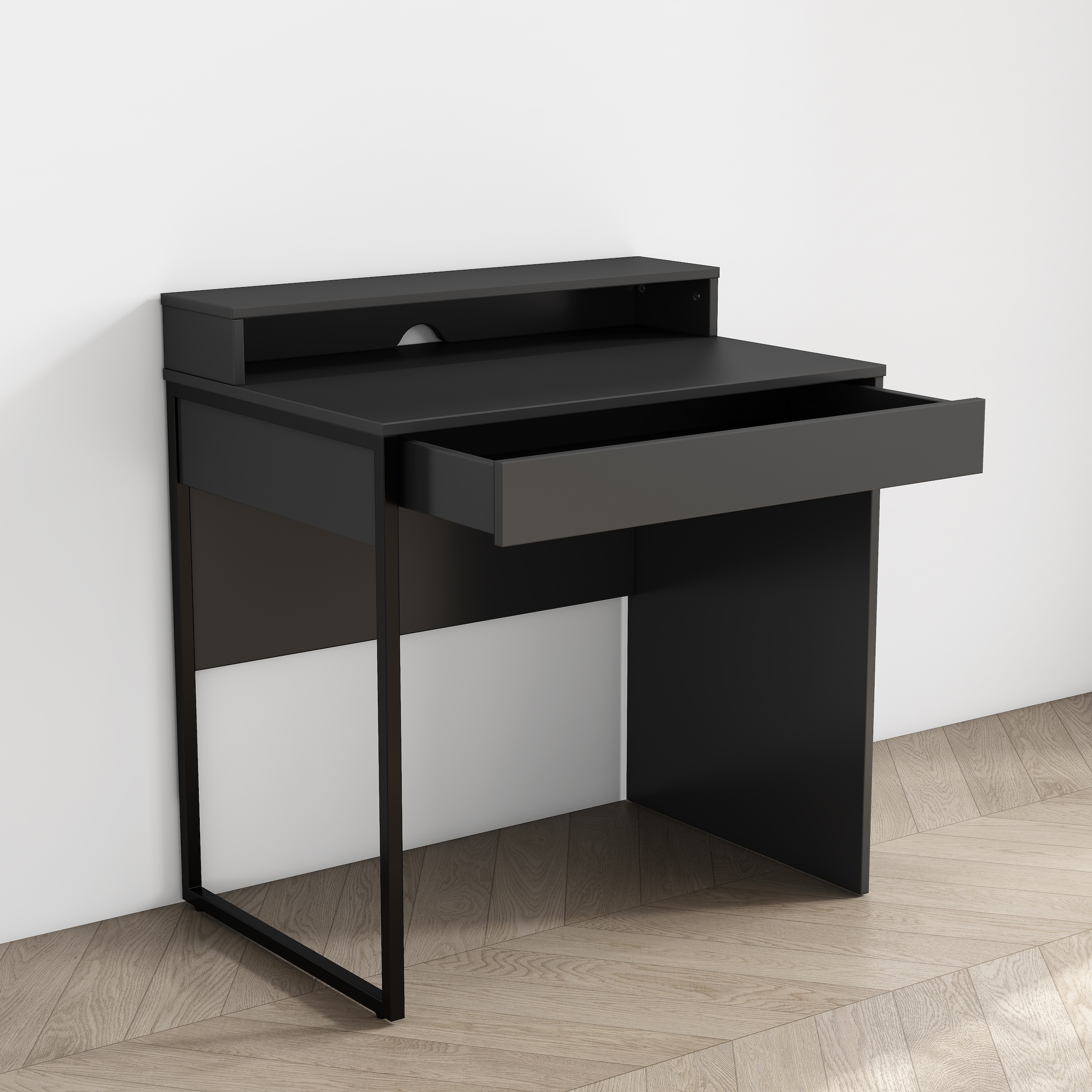GOODproduct Schreibtisch »Moid, Computertisch in modernem Design« Breite 80 cm, mit Schublade, Kabeldurchlass & Metallkufe