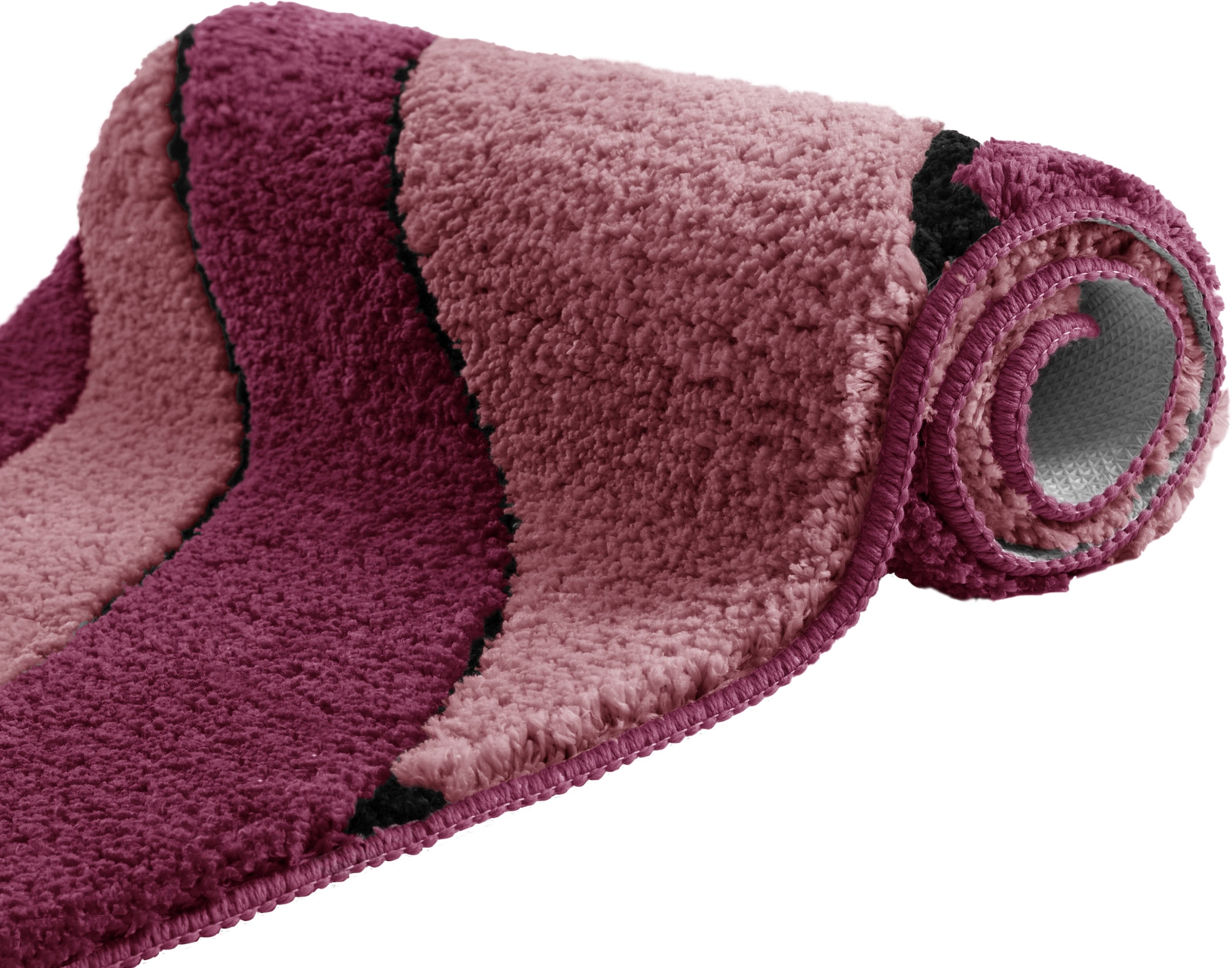 my home Badematte »Anna, Badvorleger, Badezimmer Teppich«, rutschhemmend beschichtet, fussbodenheizungsgeeignet-schnell trocknend, Badteppich, Hoch Tief Effekt, Modern, Weich, Wellen