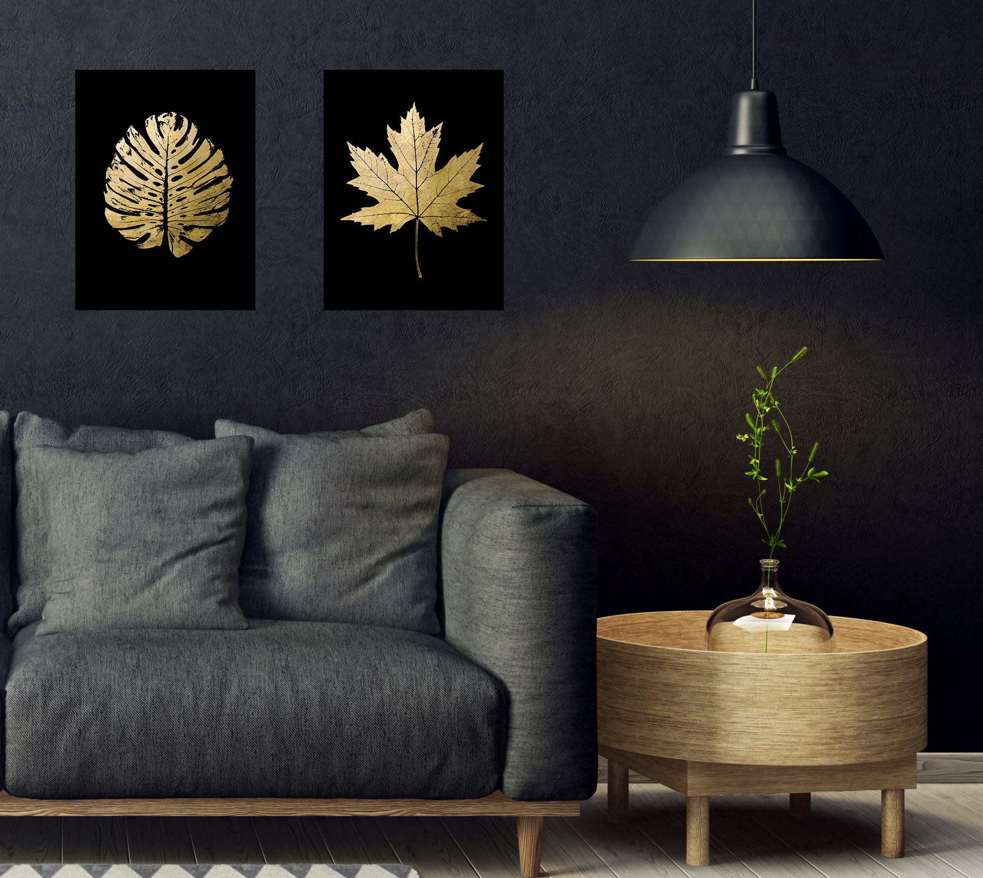 Image of GOODproduct Poster "Ahorn Blätter Poster Set Gold - Dekoration" Blätterbilder Set, 2er-Set, 2 Stk. tlg. 2er-Set - jeweils 30x40cm