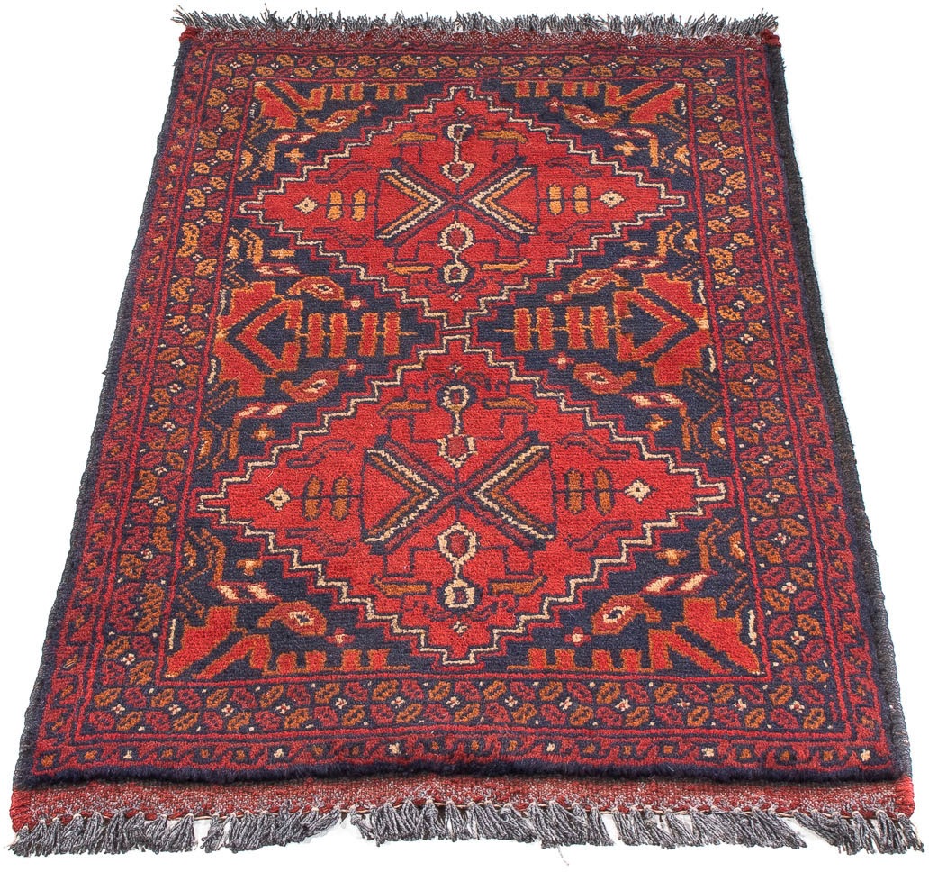 Image of morgenland Orientteppich »Afghan - Kunduz - 102 x 52 cm - dunkelrot«, rechteckig, 7 mm Höhe, Wohnzimmer, Handgeknüpft, Einzelstück mit Zertifikat bei Ackermann Versand Schweiz
