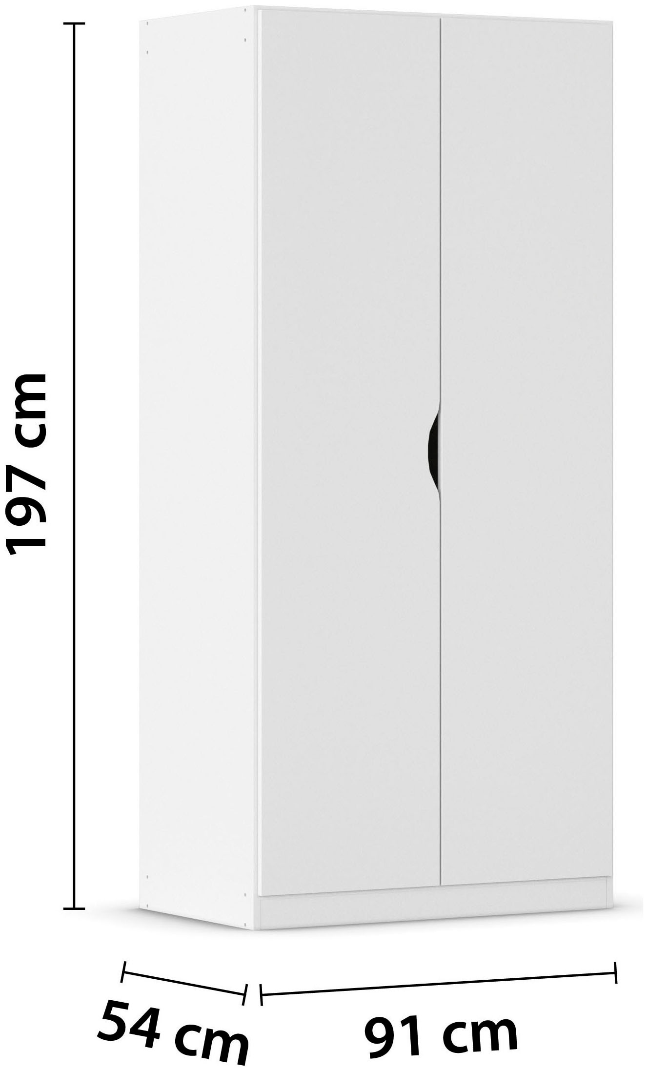rauch Kleiderschrank »Drehtürenschrank Schrank Garderobe Ankleide FREISING« Breite/Höhe/Tiefe: 91/197/54 cm,  schlichtes Design mit griffloser Front und Griffmulde MADE IN GERMANY