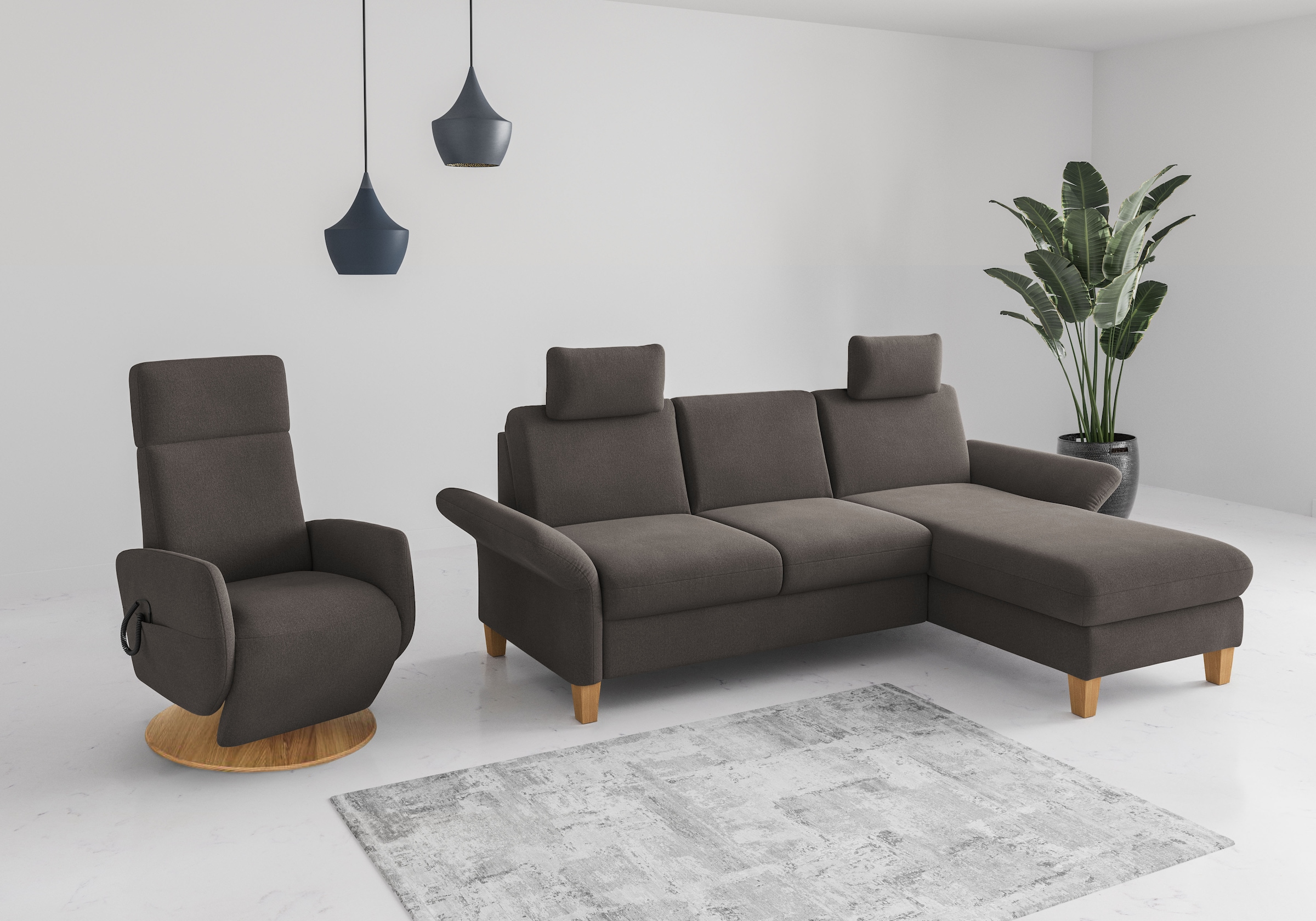Home affaire Ecksofa »Rochelle«, wahlweise mit Armlverstellung, Klappbett mit Rollen & Bettkasten