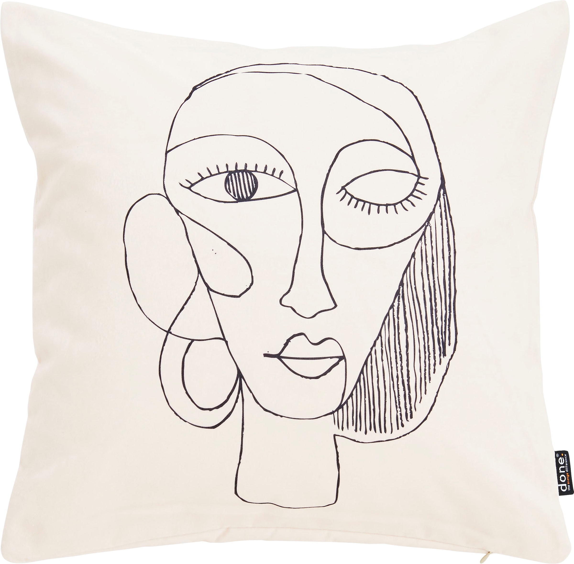 Image of done. Dekokissen "Velour Print Line Drawing" Beidseitig bedruckte Kissenhüle ohne Füllung, 1 Stück