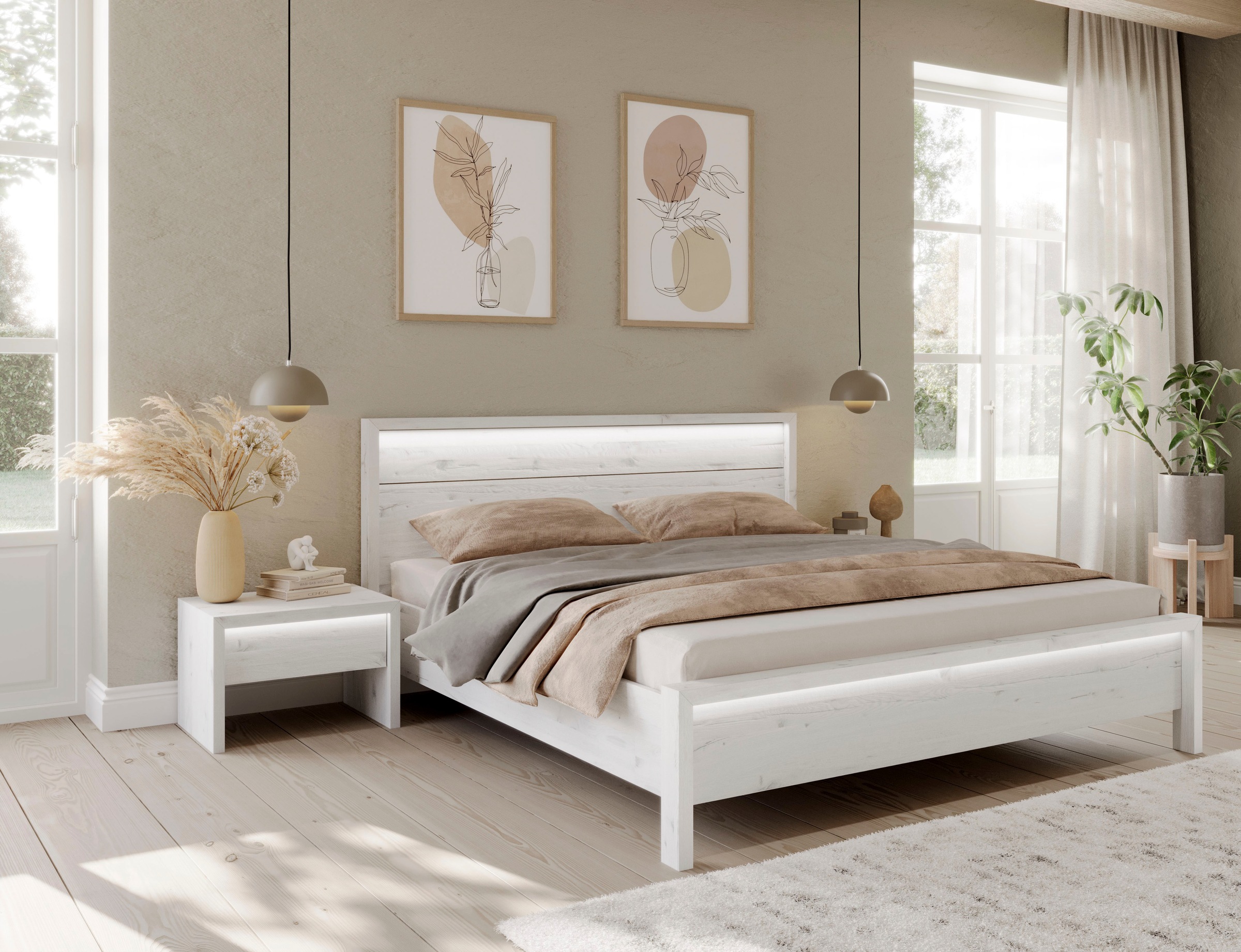 Image of Home affaire Massivholzbett "Moivre" inkl. LED-Beleuchtung