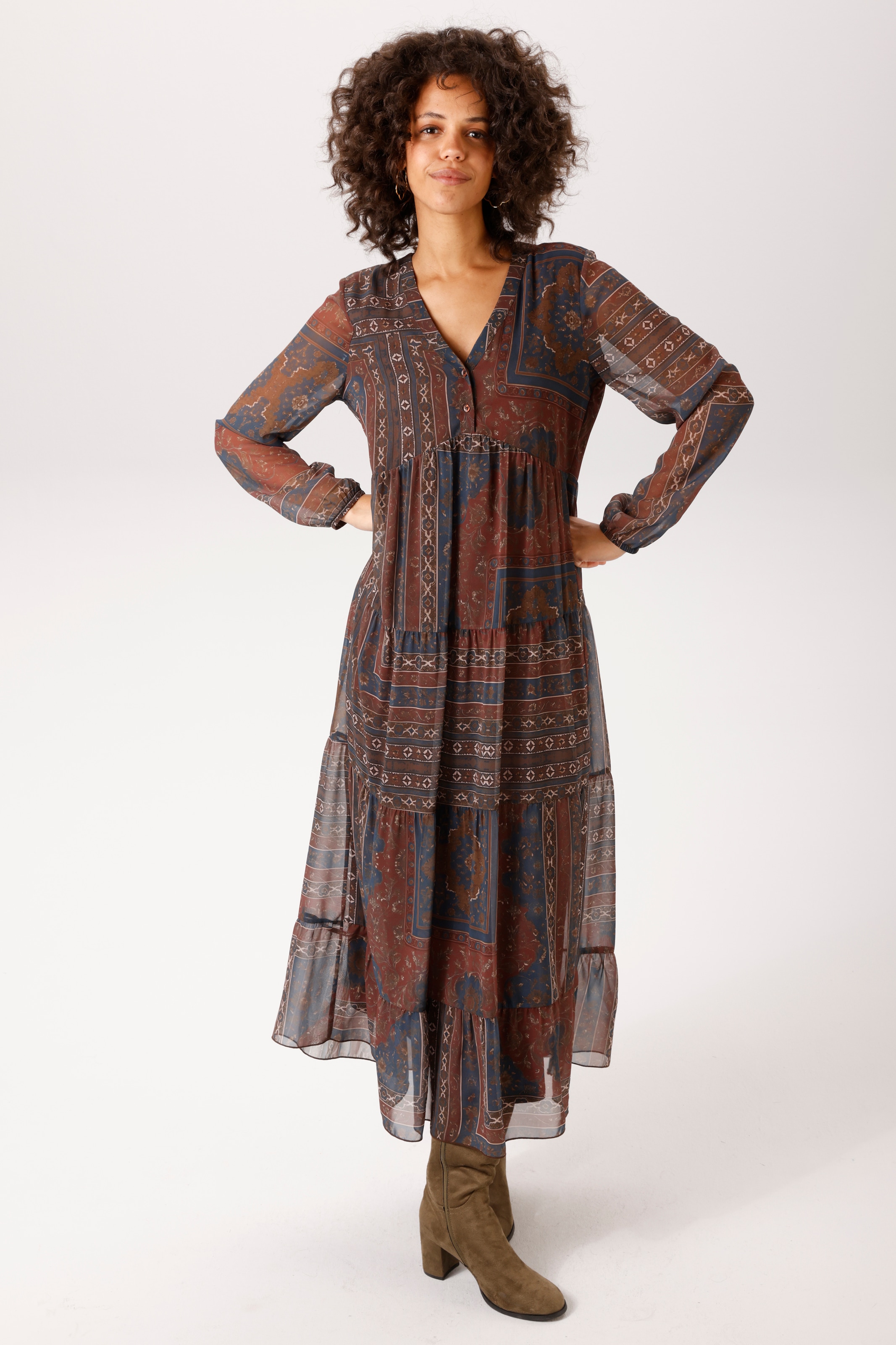 Image of Aniston CASUAL Maxikleid im Folklore-Look - jedes Teil ein Unikat - NEUE KOLLEKTION