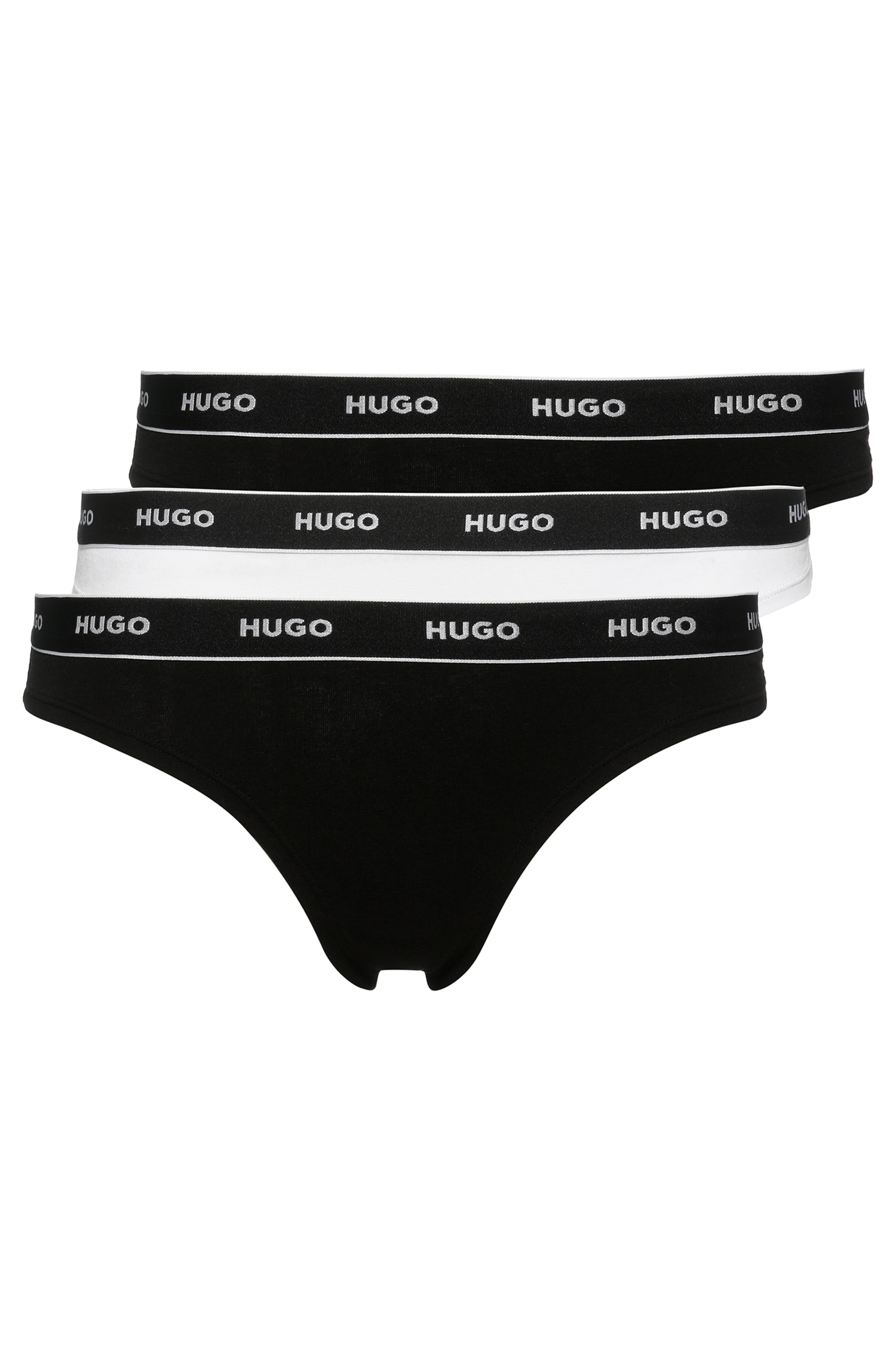 Image of HUGO Underwear String "TRIPLET THONG STRIPE" 3 Stk. mit HUGO Logo-Elastikbund