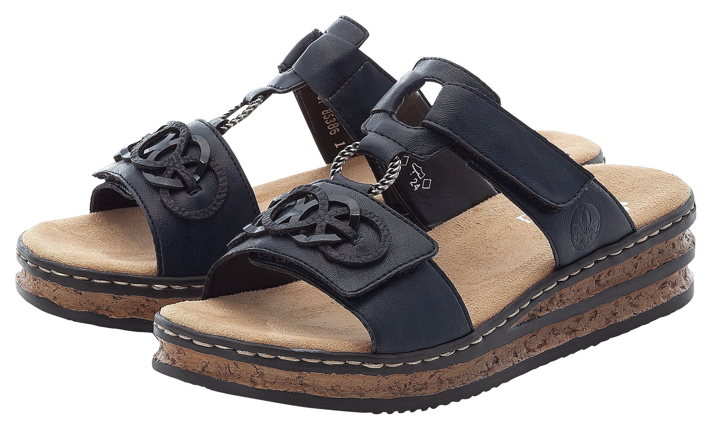 Image of Rieker Pantolette, Plateau, Sommerschuh, Schlappen mit Schmuckelementen