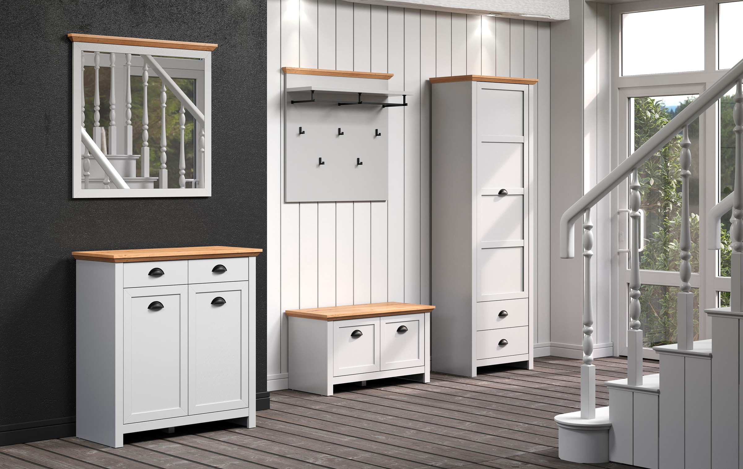 Home affaire Garderoben-Set »Herzwill«, (5 St.), 5-teiliges Sparset bestehend aus Schrank, Masse B/H/T ca.: 267/201/41cm