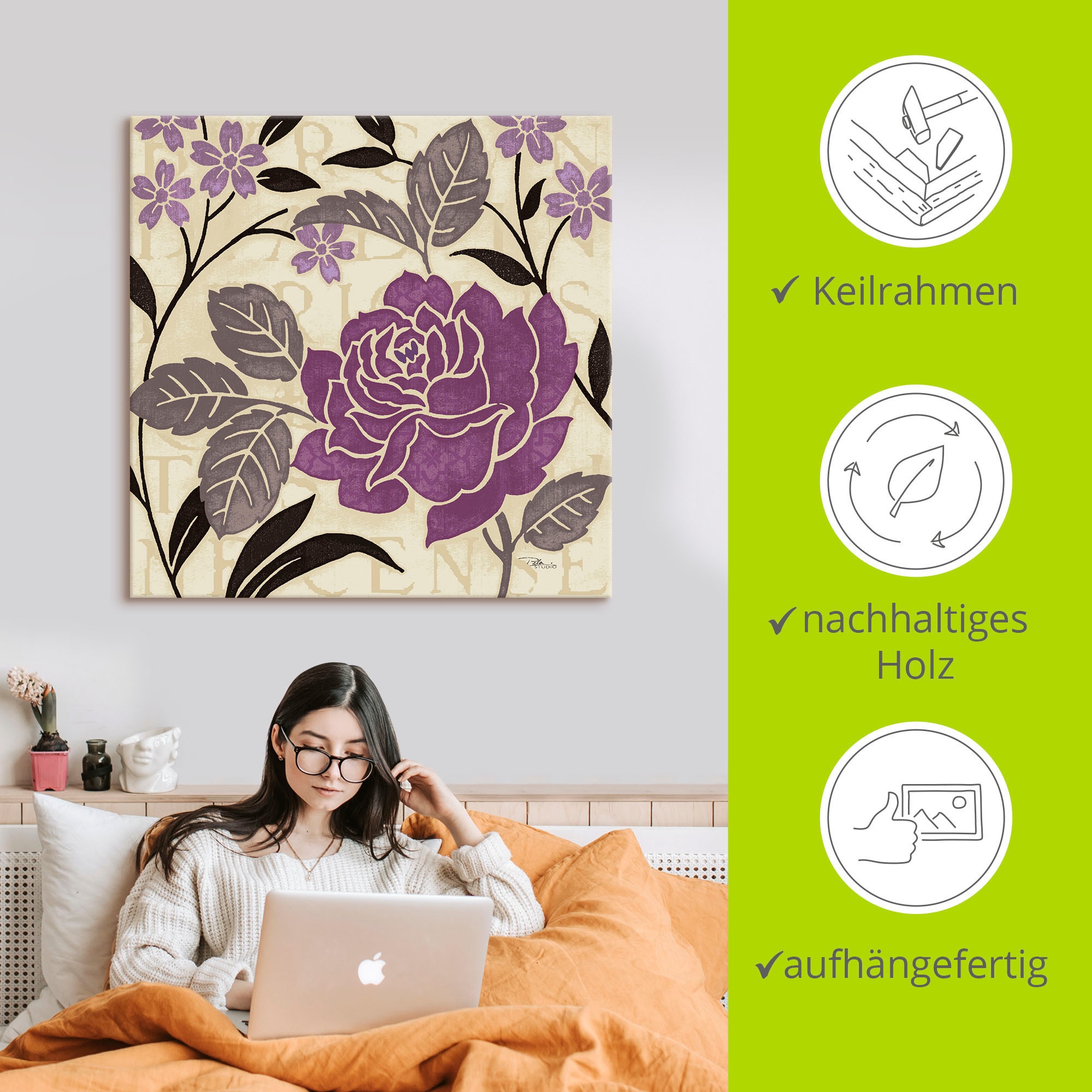 Artland Leinwandbild »Perfekte Blütenblätter II«, Blumen, (1 St.), auf Keilrahmen gespannt