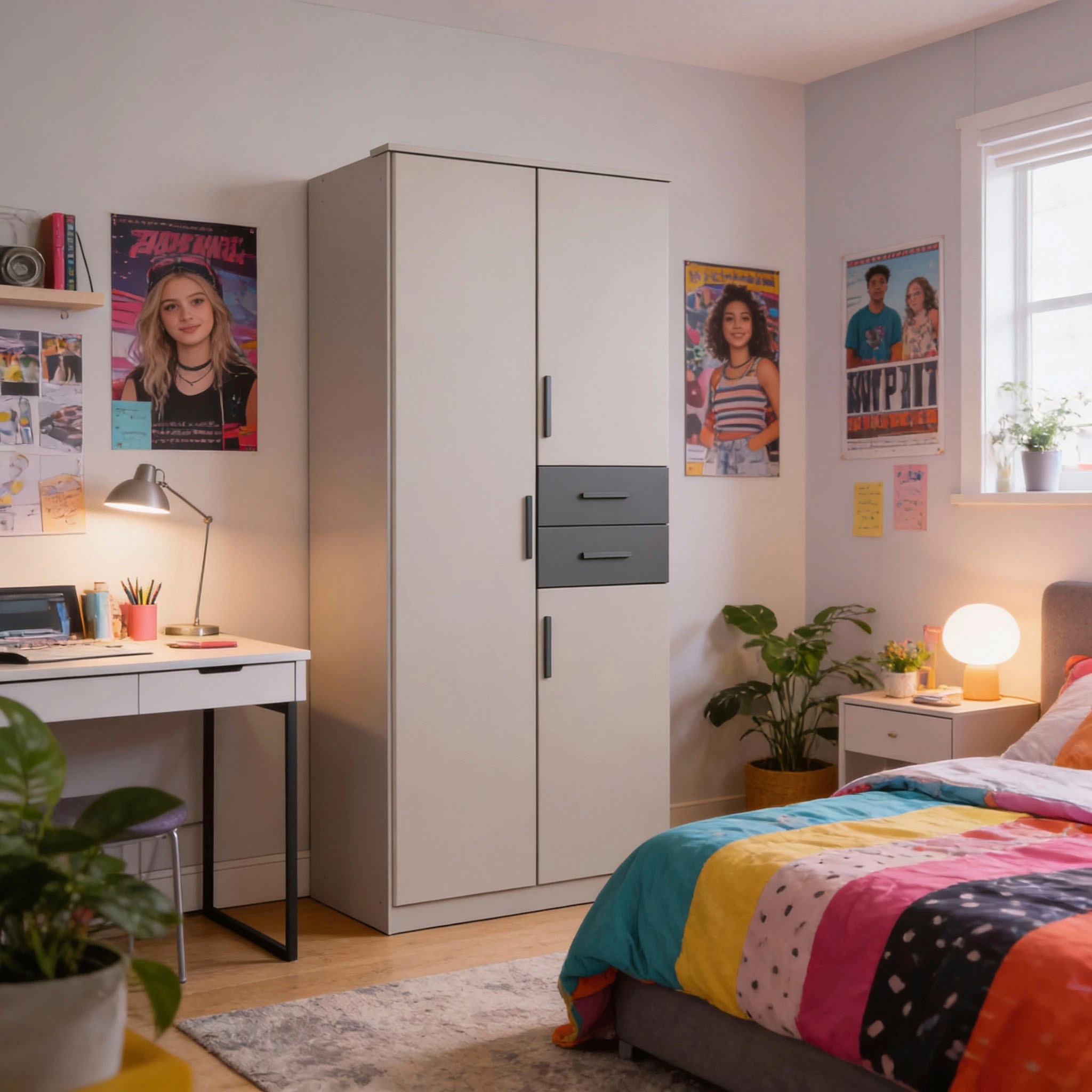 Wimex Drehtürenschrank "Bahamas, Kleiderschrank in den Breiten 90cm oder 135cm erhältlich" mit zwei farblich abgesetzten Schubladen