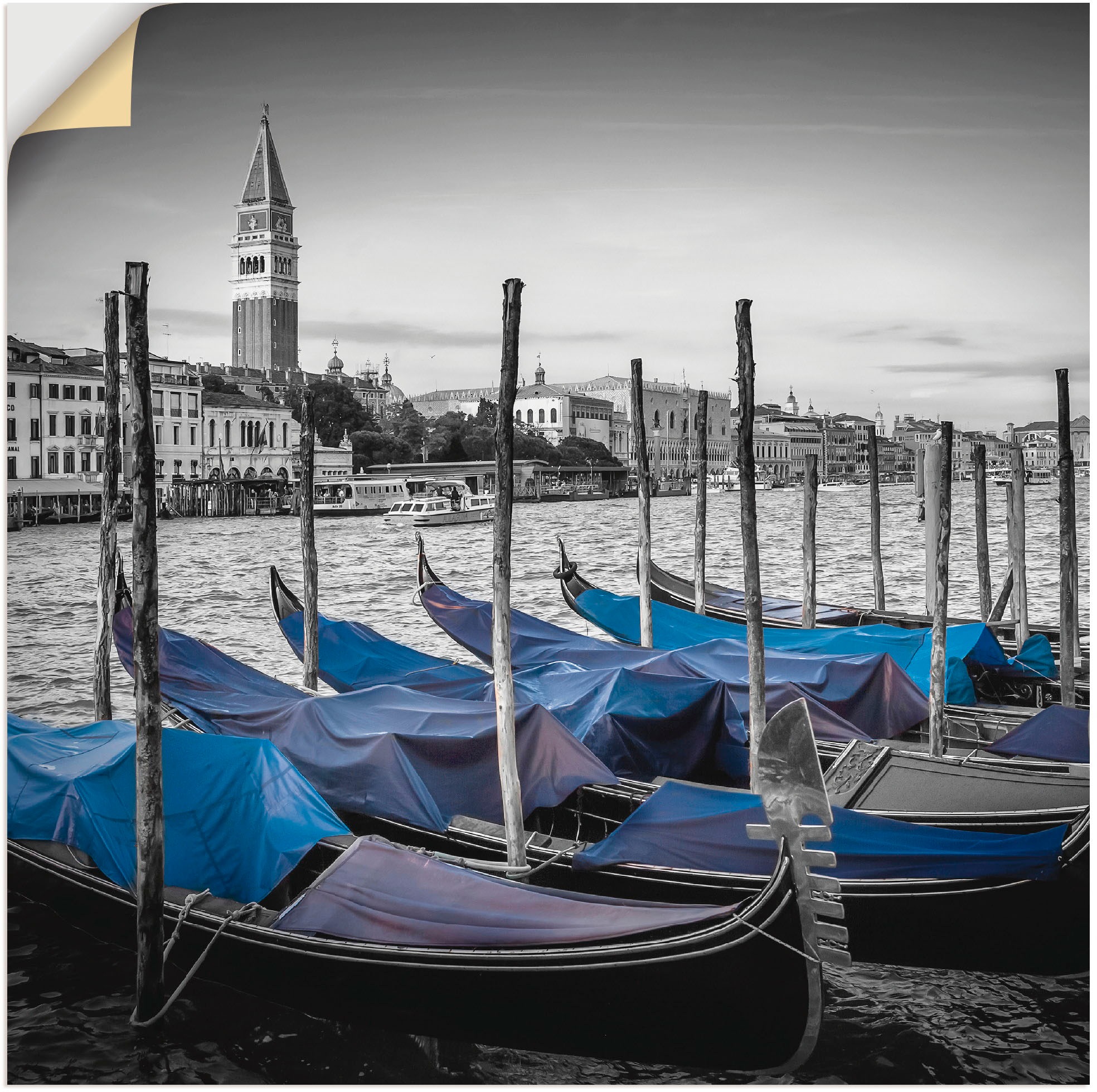 Image of Artland Wandbild »Venedig Canal Grande & Markusturm«, Boote & Schiffe, (1 St.), in vielen Grössen & Produktarten - Alubild / Outdoorbild für den Aussenbereich, Leinwandbild, Poster, Wandaufkleber / Wandtattoo auch für Badezimmer geeignet bei Ackermann Ver