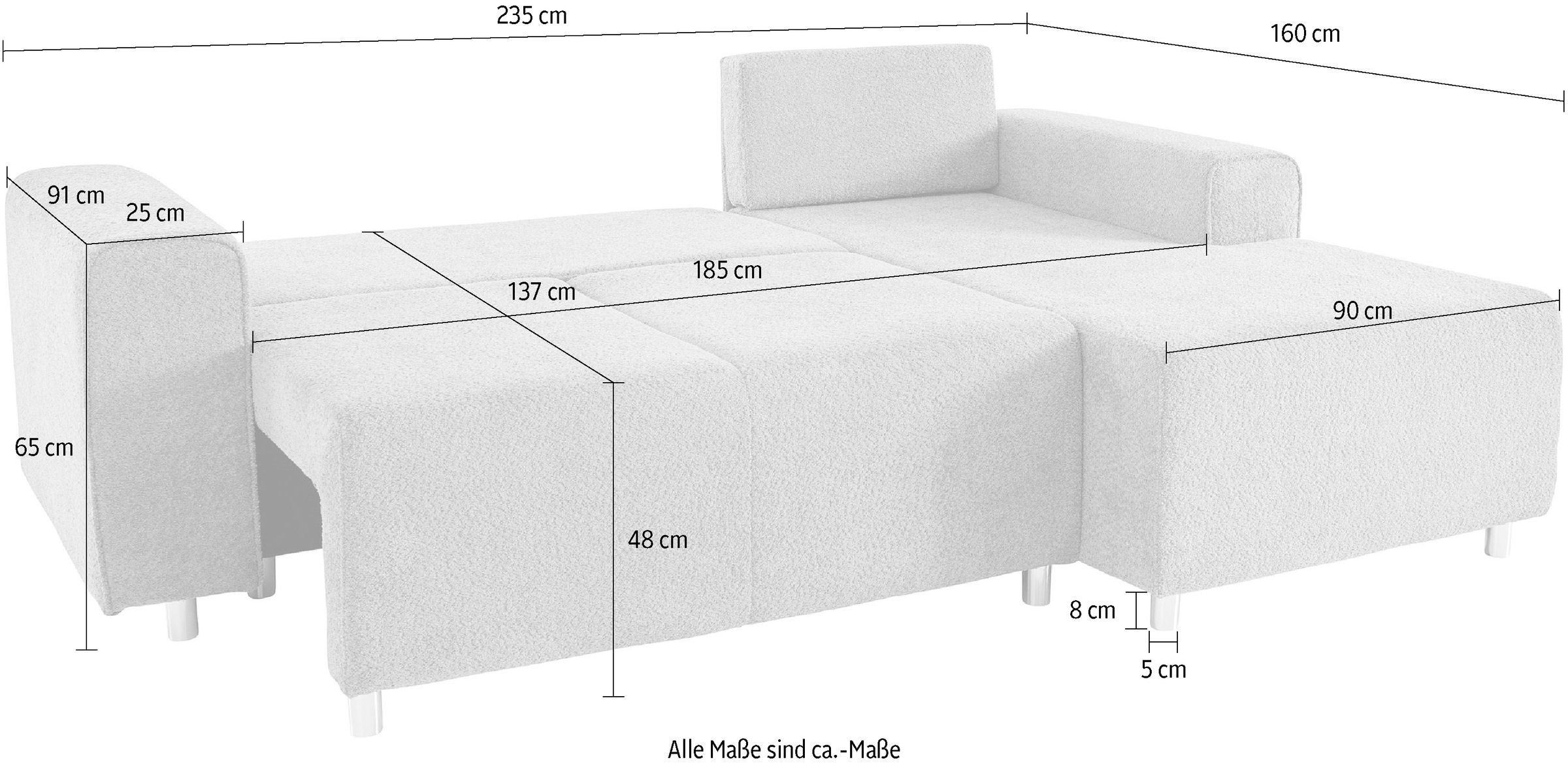 Home affaire Ecksofa »Györ«, L-Form, wahlweise mit Bettfunktion und Bettkasten incl. 2 Zierkissen